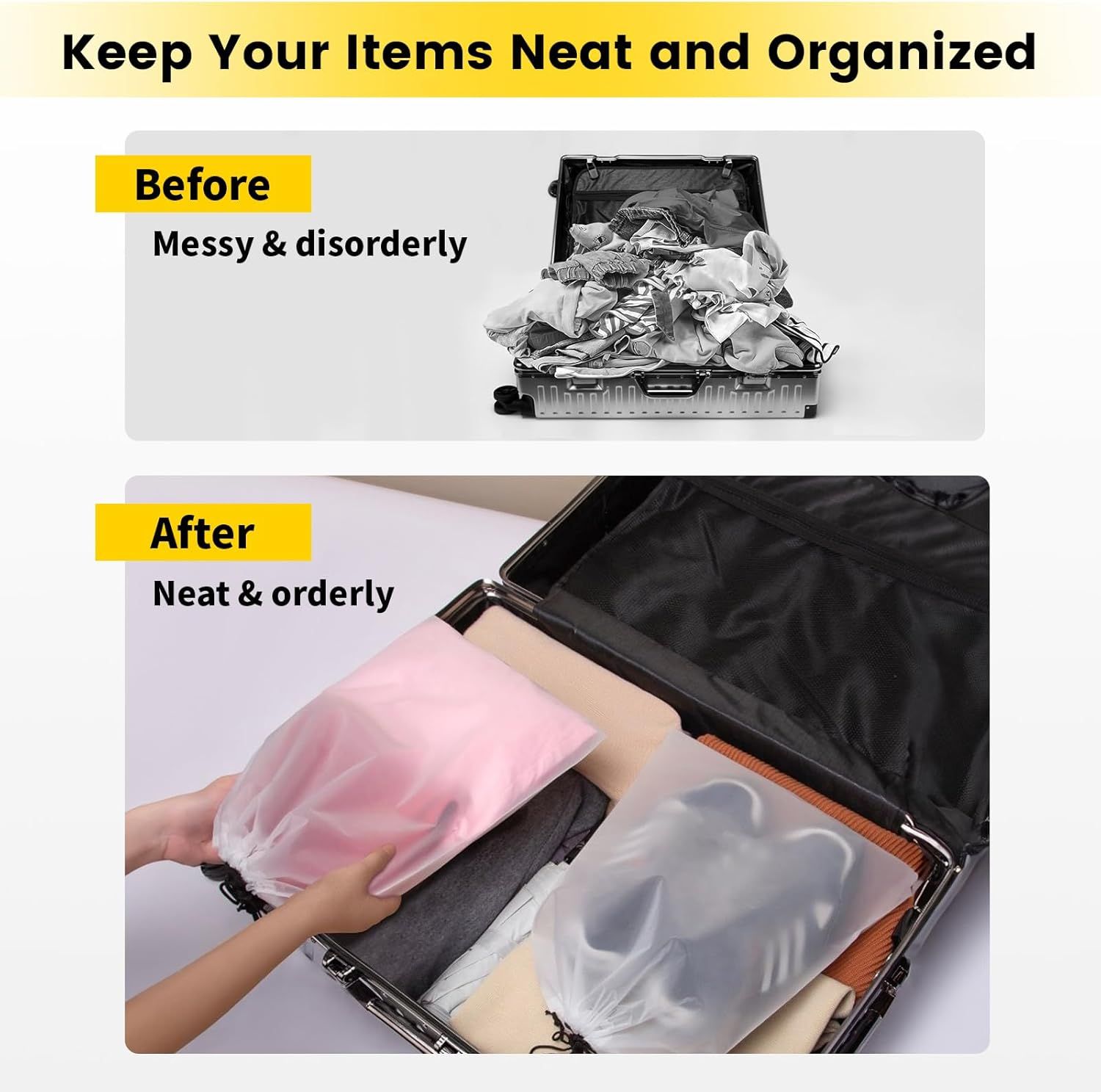 Shoe Bags for Travel - 6 Pcs Transparent Drawstring Backpack Travel Shoe Bag Clear Drawstring Bag Large Shoe Organizer with Rope Travel Essentials for Men Women - Image 3