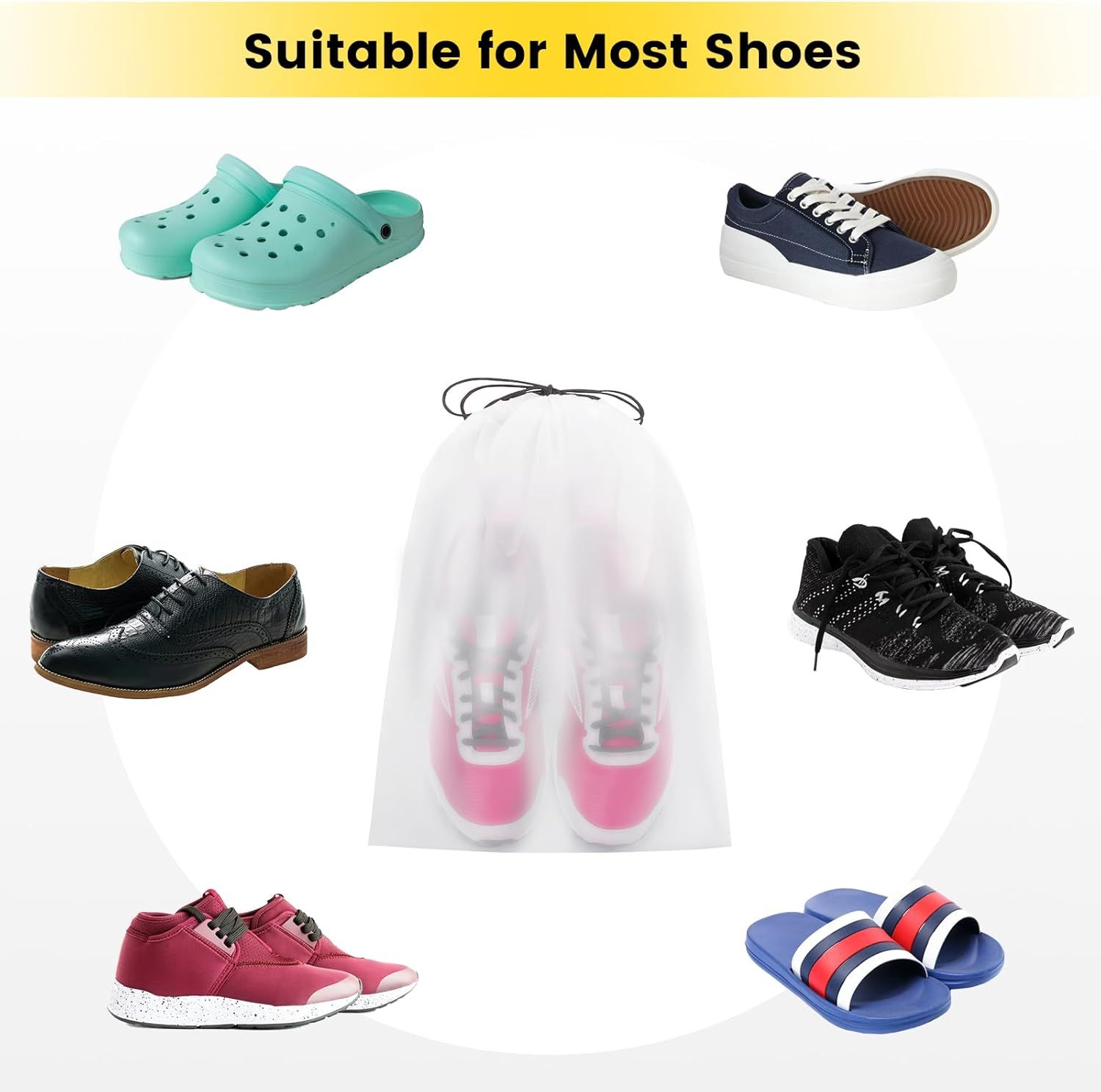 Shoe Bags for Travel - 6 Pcs Transparent Drawstring Backpack Travel Shoe Bag Clear Drawstring Bag Large Shoe Organizer with Rope Travel Essentials for Men Women - Image 4