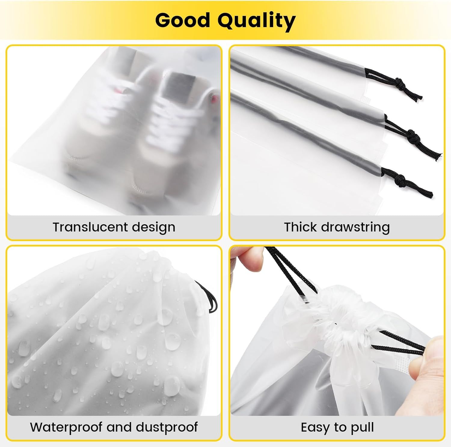 Shoe Bags for Travel - 6 Pcs Transparent Drawstring Backpack Travel Shoe Bag Clear Drawstring Bag Large Shoe Organizer with Rope Travel Essentials for Men Women - Image 5