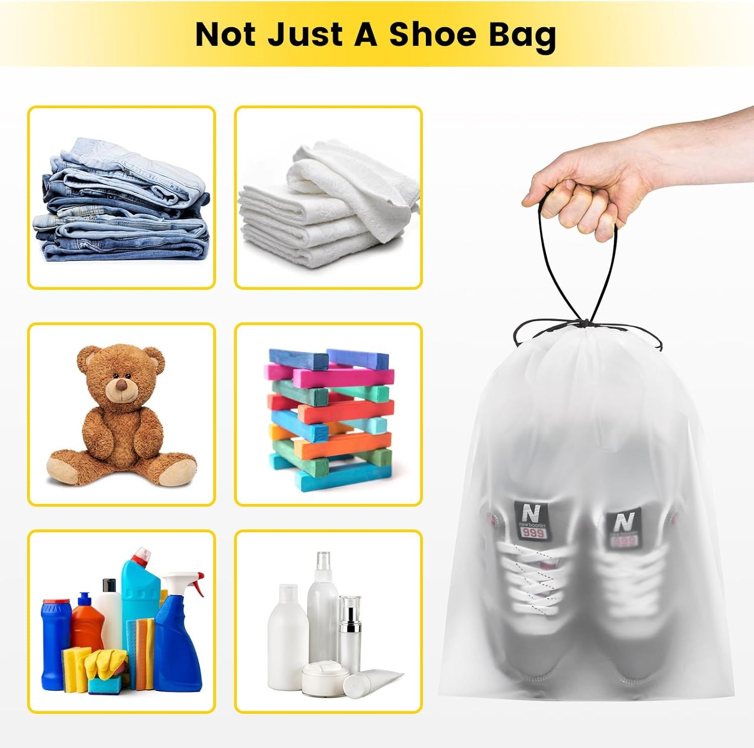 Shoe Bags for Travel - 6 Pcs Transparent Drawstring Backpack Travel Shoe Bag Clear Drawstring Bag Large Shoe Organizer with Rope Travel Essentials for Men Women - Image 6