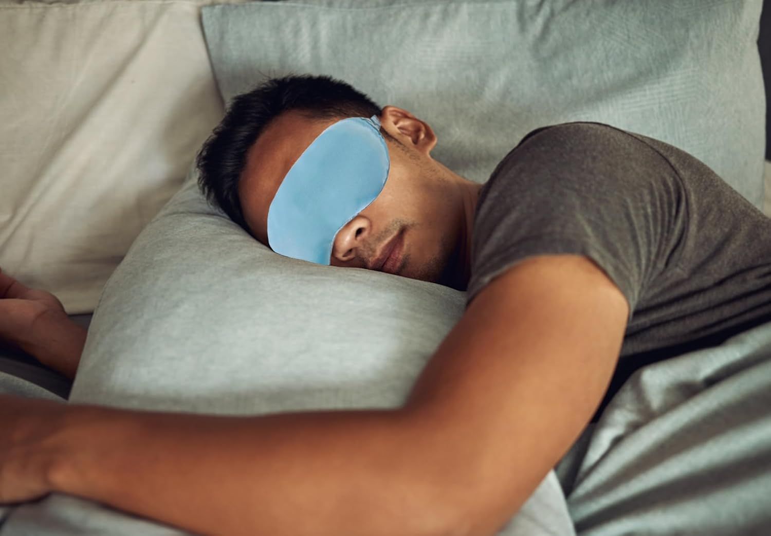 Blue Eye Mask for Sleeping,Soft and Comfortable Fabric, Eye Shade Cover for Travel Nap - Image 4