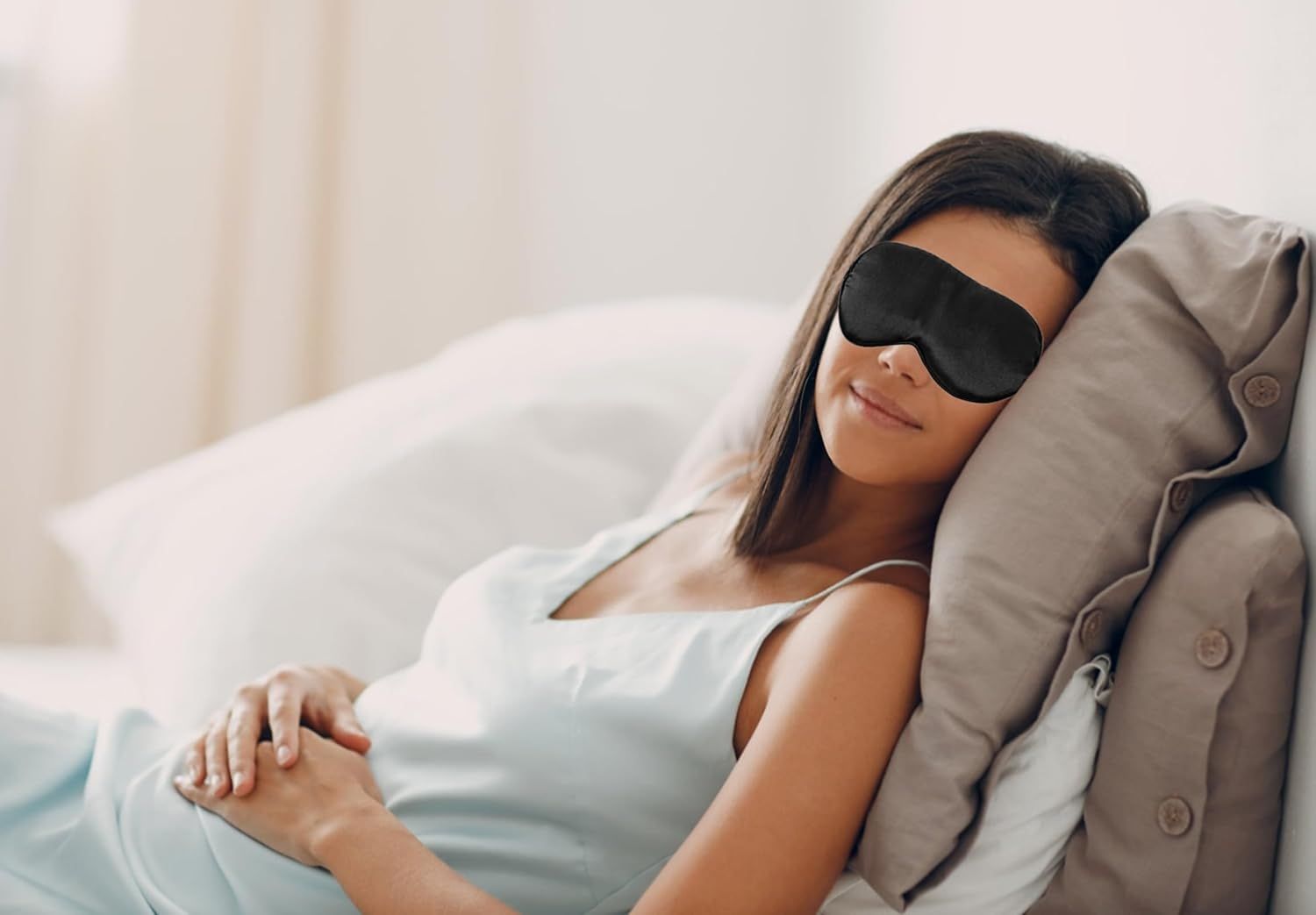 Black Eye Mask for Sleeping,Soft and Comfortable Fabric, Eye Shade Cover for Night,Travel Nap - Image 5