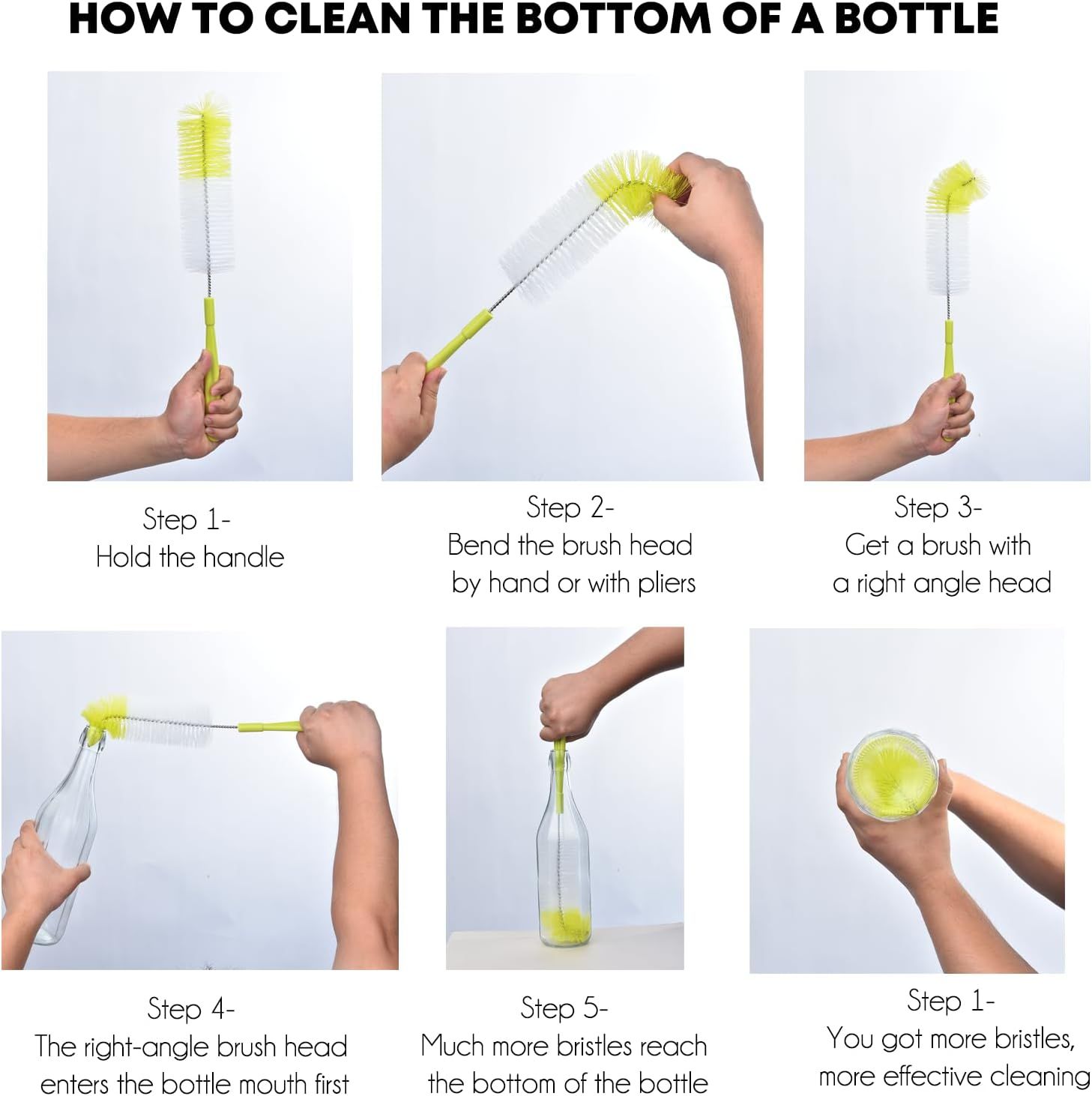 16 inch Long Bottle Brush Cleaner for Washing Wine/Beer/Sport Well/Thermos/Glass, Hummingbird Feeder and Long Narrow Neck Sport Bottles - Image 3