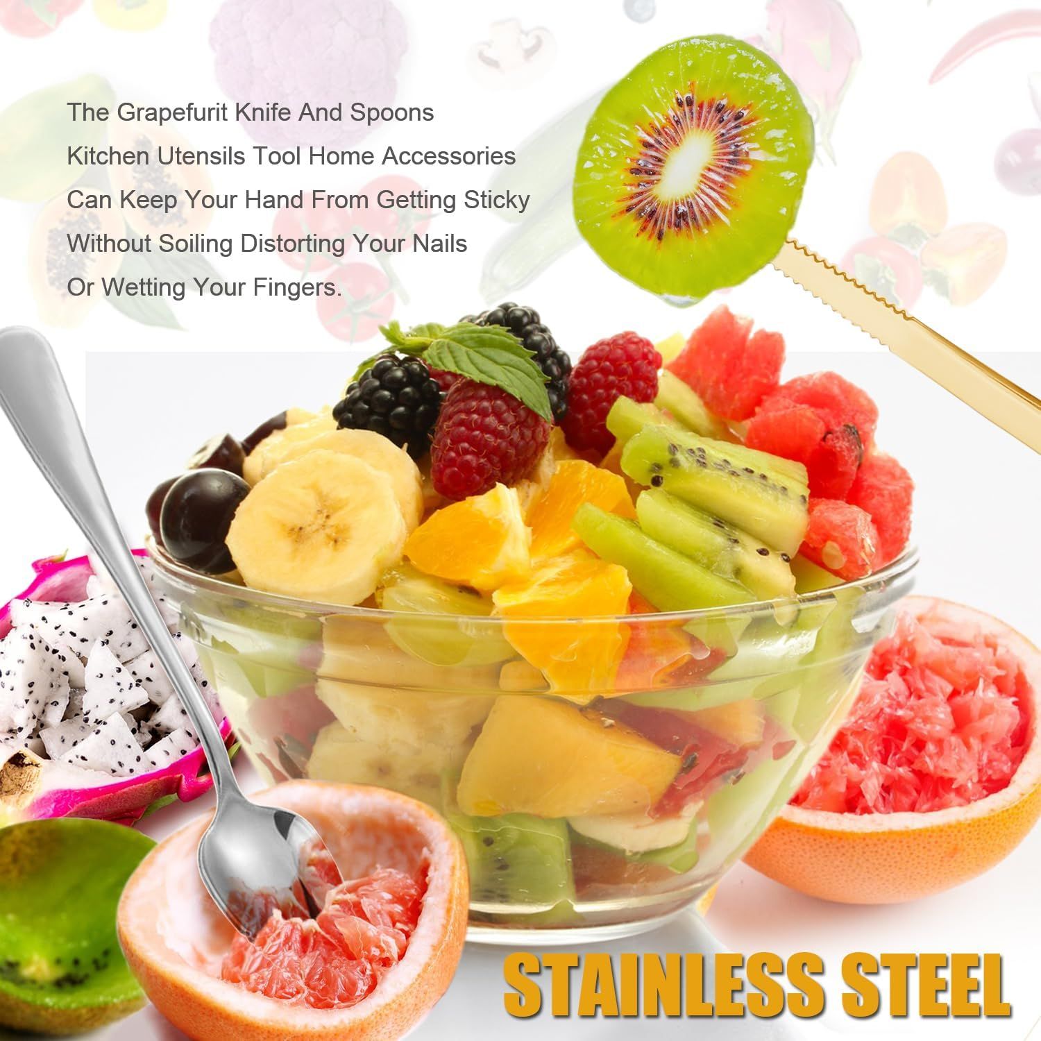 Serrated Edge Grapefruit Spoons Stainless Steel Grapefruit Utensil Tool Dessert Fruit Spoons for Citrus Lemon Kiwi Salads Melon Lime Pitaya Apple Fruit Puree (Silver) - Image 7