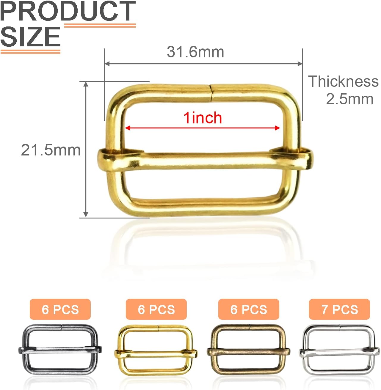 CooBigo 25 Pack 1 Inch Metal Adjustable Slide Buckles Tri-Glide Rectangle Adjuster Suspender Strap Slider for Purse Bag Hardware Making Supplies Backpack replacement Keeper(Mixed) - Image 2