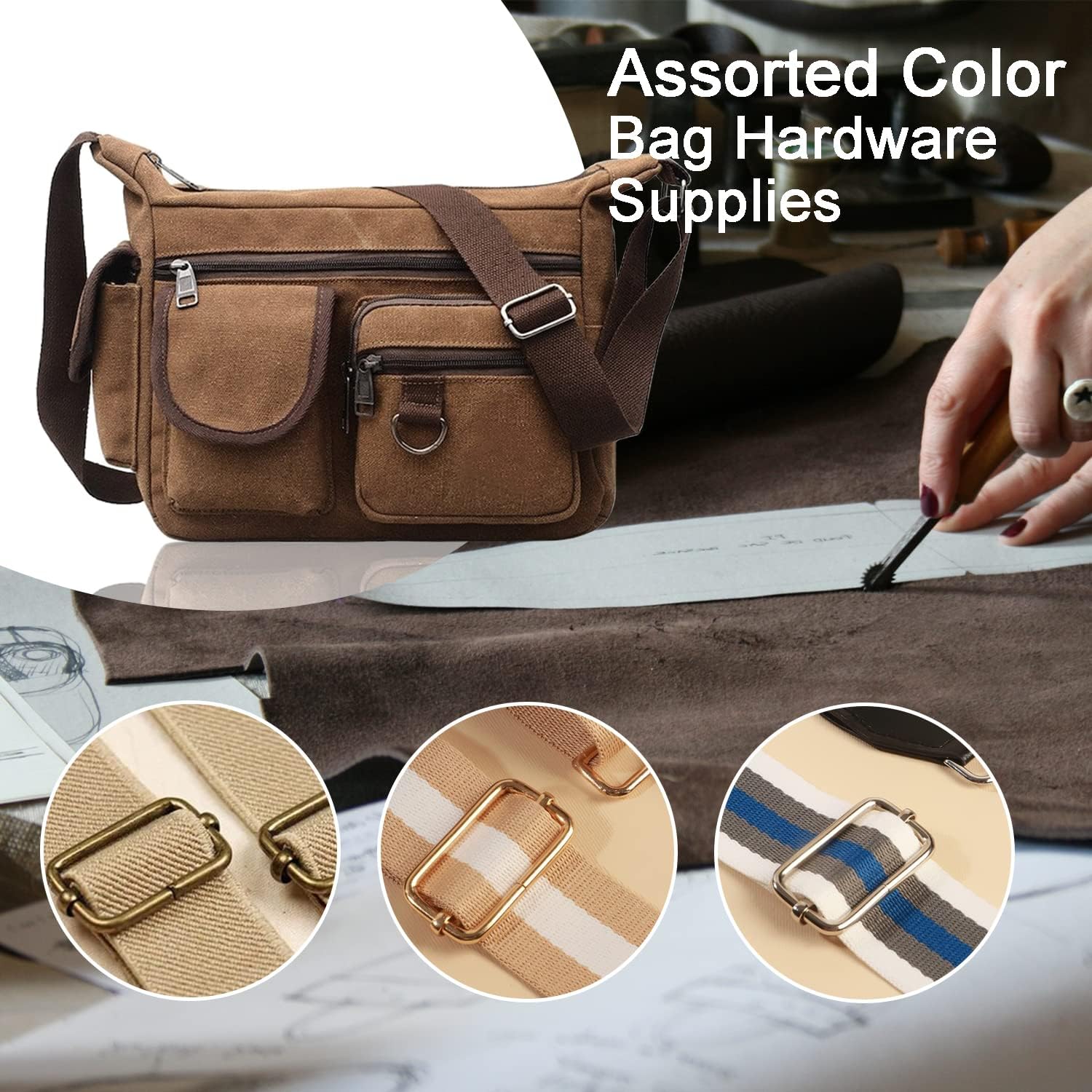 CooBigo 25 Pack 1 Inch Metal Adjustable Slide Buckles Tri-Glide Rectangle Adjuster Suspender Strap Slider for Purse Bag Hardware Making Supplies Backpack replacement Keeper(Mixed) - Image 4