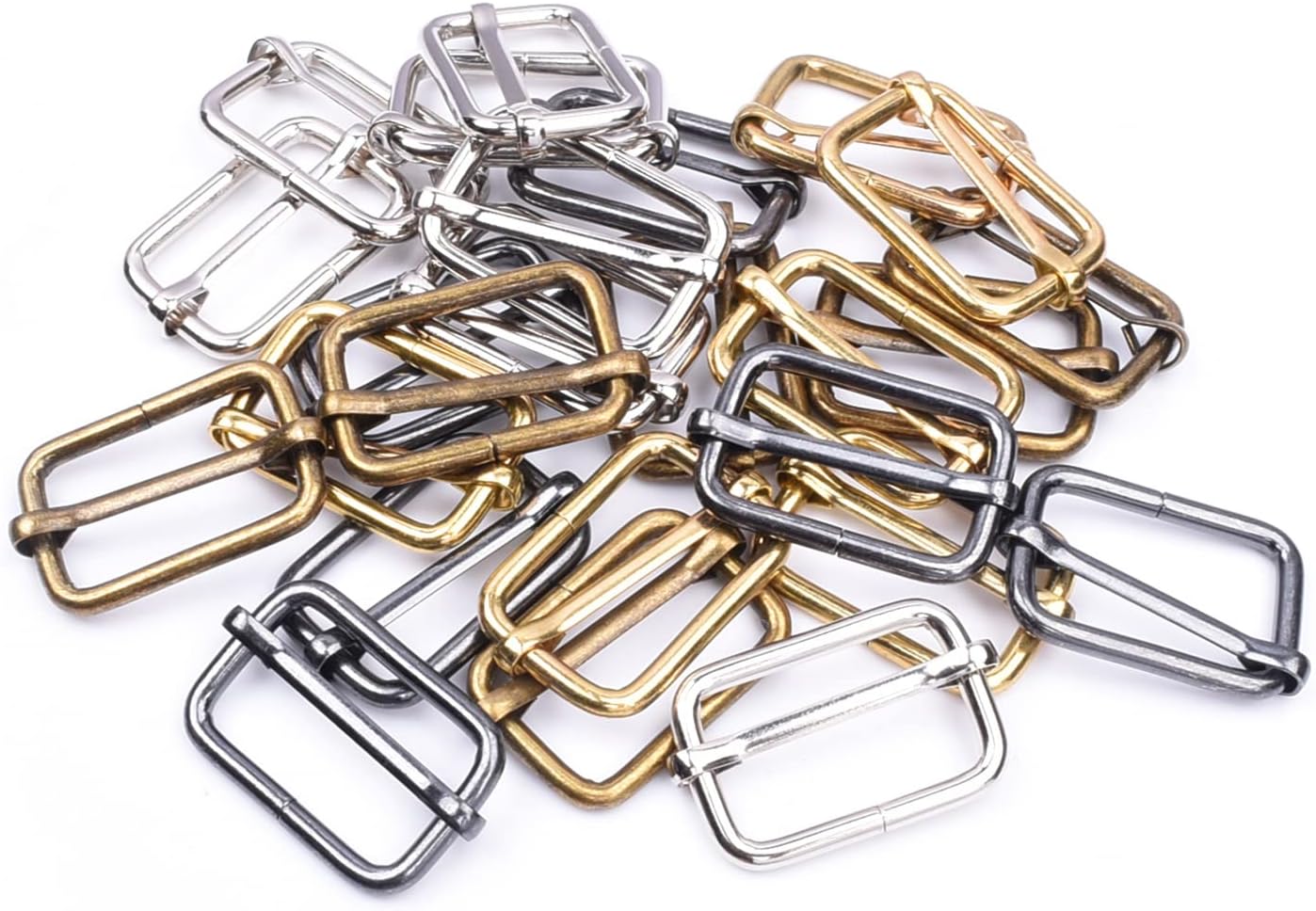 CooBigo 25 Pack 1 Inch Metal Adjustable Slide Buckles Tri-Glide Rectangle Adjuster Suspender Strap Slider for Purse Bag Hardware Making Supplies Backpack replacement Keeper(Mixed) - Image 7