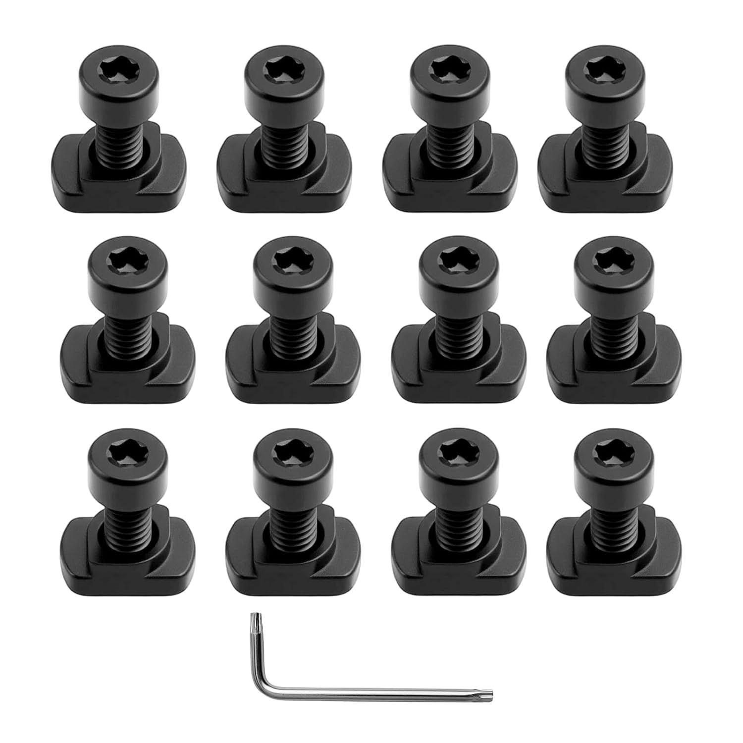 T Bolt M4/ M Lok Nuts, 12PCS M4 T Nutings and Screws, Mlok-Screw and Nutings Replacement Set, T-Nuts/Screws Replaces Setings Steel, Rail Mount Screwing/T-Nuting Accessories ﻿ - Image 1