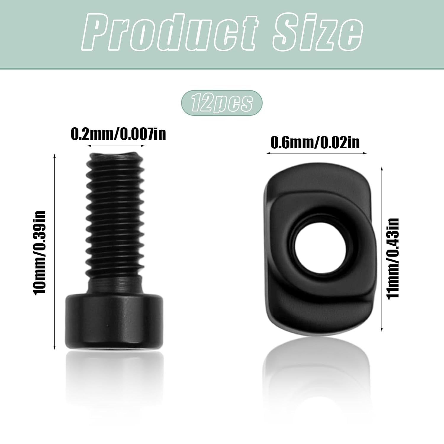 T Bolt M4/ M Lok Nuts, 12PCS M4 T Nutings and Screws, Mlok-Screw and Nutings Replacement Set, T-Nuts/Screws Replaces Setings Steel, Rail Mount Screwing/T-Nuting Accessories ﻿ - Image 2