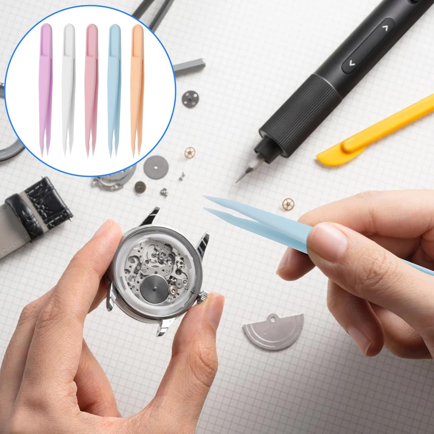 15PCS Multi-Colors Plastic Tweezers, Plastic Fuse Beads Forceps for DIY Craft Jewelry Making Family, Handmake Beads Crafts Tweezers/Manual DIY Creative Craft Game Tool for Beading Projects - Image 5