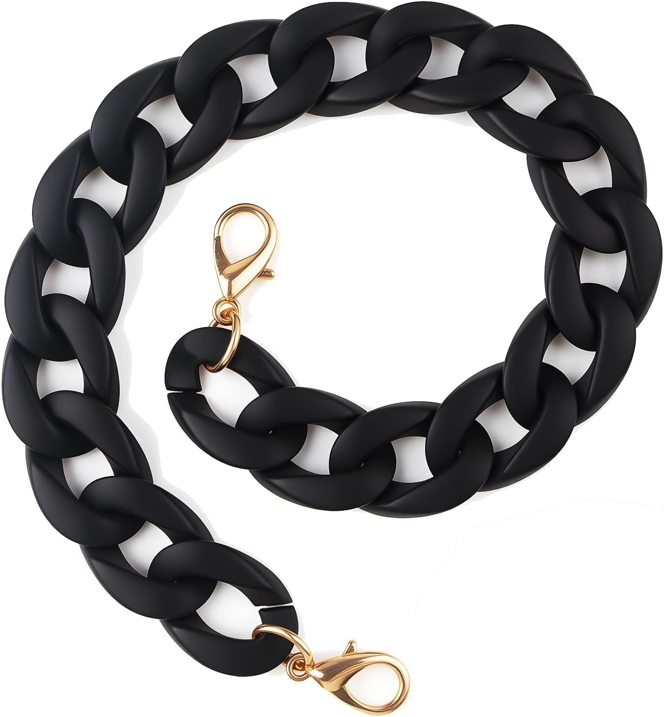 14.5 Inch Acrylic Purse Chain Strap Replacement, Short Bag Chain Handle, Matte Black Bag Charm Extender for Handbags, Clutches, Phone and Shoulder Bags charms for handbags bum bag accessories - Image 1