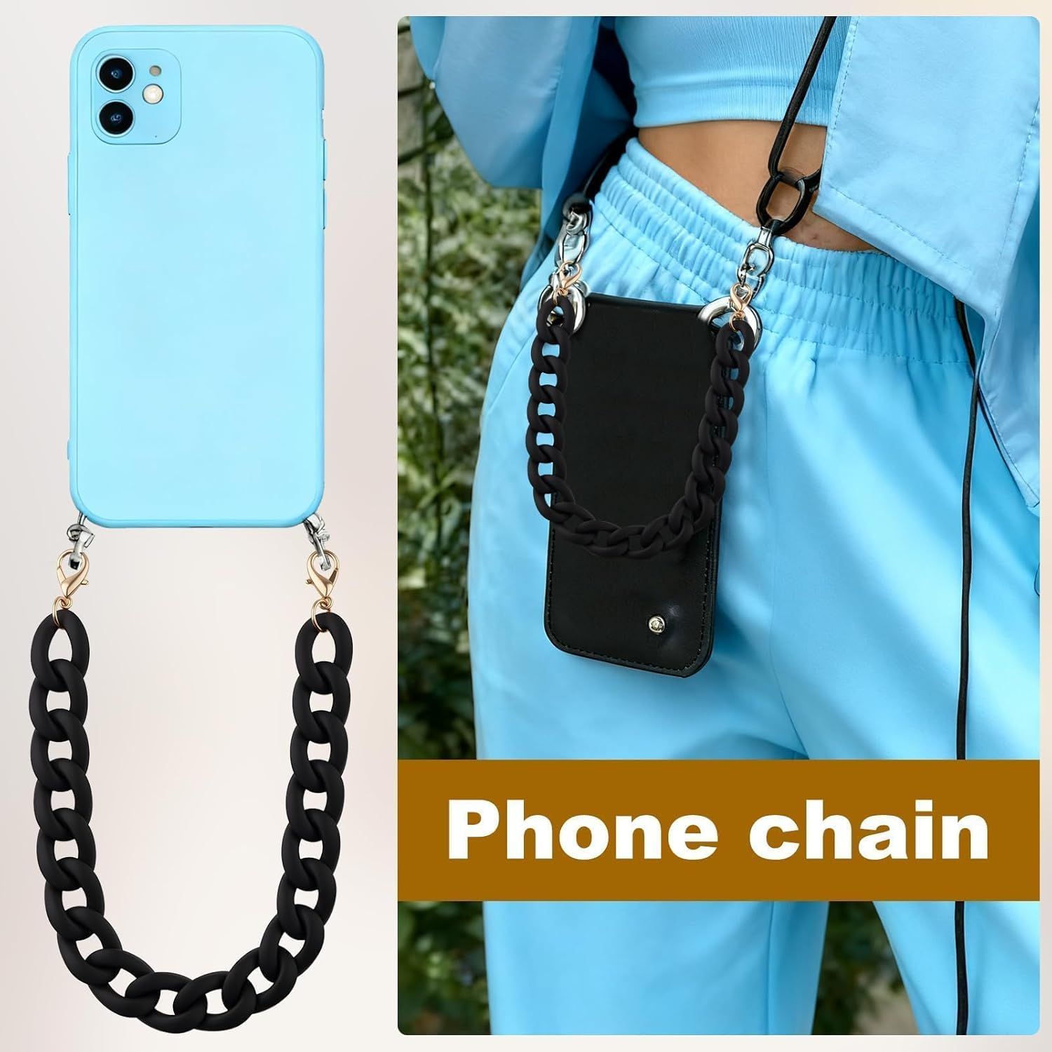 14.5 Inch Acrylic Purse Chain Strap Replacement, Short Bag Chain Handle, Matte Black Bag Charm Extender for Handbags, Clutches, Phone and Shoulder Bags charms for handbags bum bag accessories - Image 3