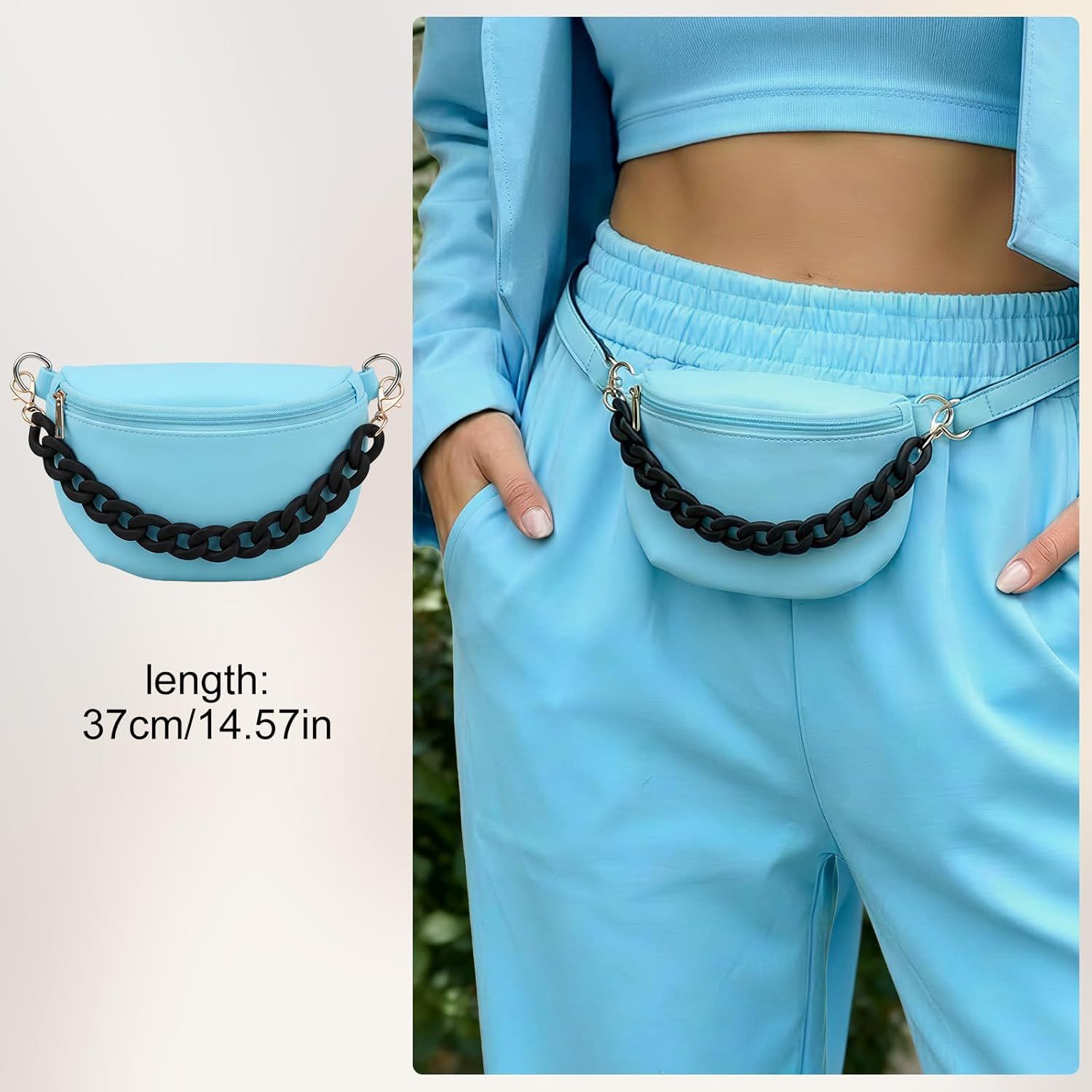 14.5 Inch Acrylic Purse Chain Strap Replacement, Short Bag Chain Handle, Matte Black Bag Charm Extender for Handbags, Clutches, Phone and Shoulder Bags charms for handbags bum bag accessories - Image 4