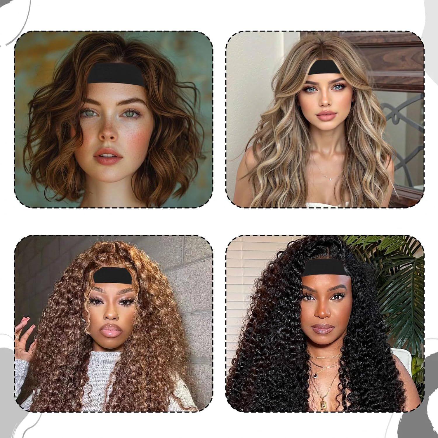 2 Pcs Lace Melting Band with C-Shaped Ear Cut Outs, Non-Slip Elastic Wig Band for Lace Front Wigs, Painless Wig Grip Band for Melting Lace & Edge Control, Hairline Melting Wrap for Women - Image 4