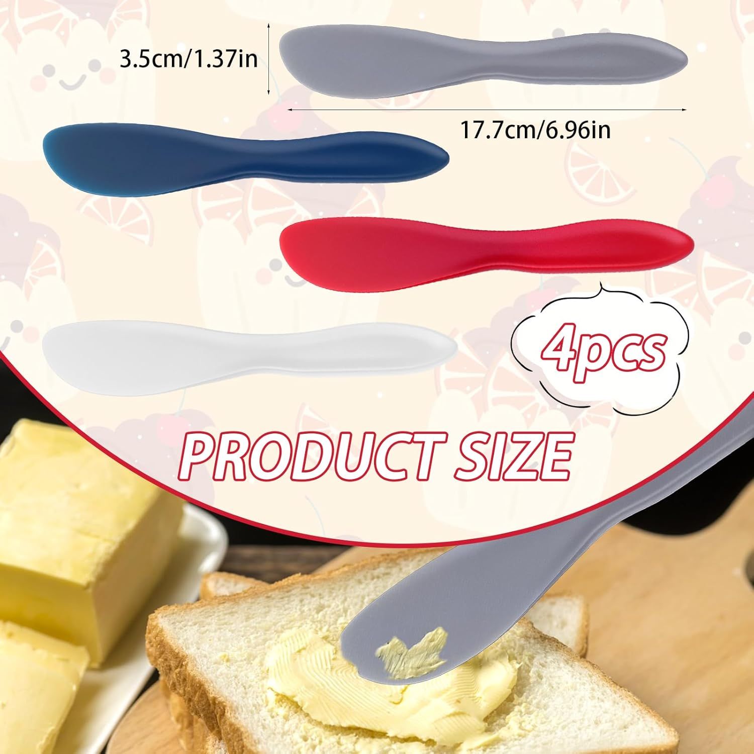 4Pack Plastic Butter Spreader Knife, 6.96X1.37'' Multi Purpose Butter Knifves Spreader, Butter Cheese Spreader Frosting Knives, Plastic Multi Purpose Buttering Knife-cutter for Butter, Jelly, Cream Cheese and Nut Butter ﻿ - Image 3
