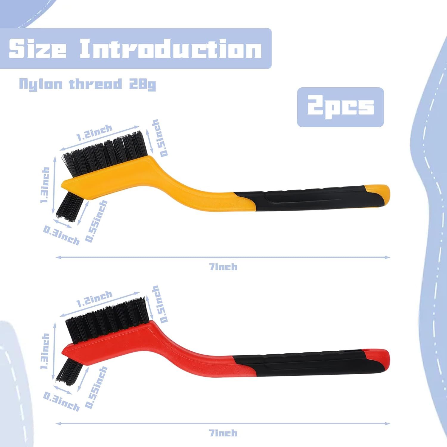 2PCS Small Non-Scratch Nylon Bristles, Wire Brush Set for Cleaning, Car Detailing Brush Set for Cleaning in Holes, Nylons Brushes for Tight Spaces, Nylon Clean Brushes - Image 2