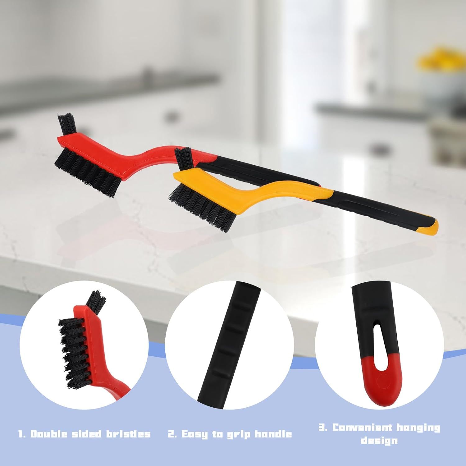 2PCS Small Non-Scratch Nylon Bristles, Wire Brush Set for Cleaning, Car Detailing Brush Set for Cleaning in Holes, Nylons Brushes for Tight Spaces, Nylon Clean Brushes - Image 3