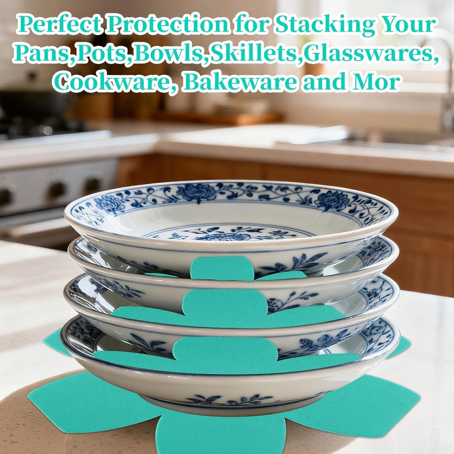 8 Pack Pan Protectors for Stacking, 4 Sizes Heavy Duty Felt Pot and Pan Protectors, Non-Slip Cookware Separators Pads to Prevent Scratching, Pan Stacking Protectors for Skillets, Pots, Bowls - Image 6