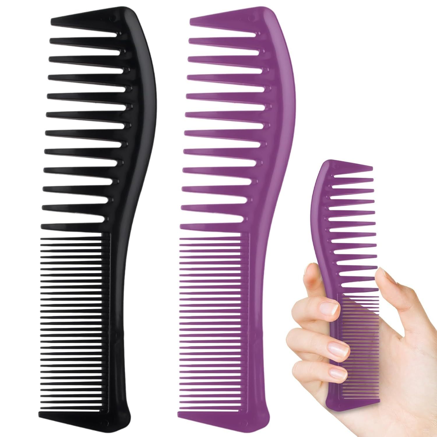 2PCS Detangling Hair Comb for Women, 2-Sided Plastic Hairstyle Comb With Wide and Fine Teeth, All-Purpose Hair Comb for Thin, Thick, Curly, Straight Hair - For Men & Women Combing, Hairstyling - Image 1