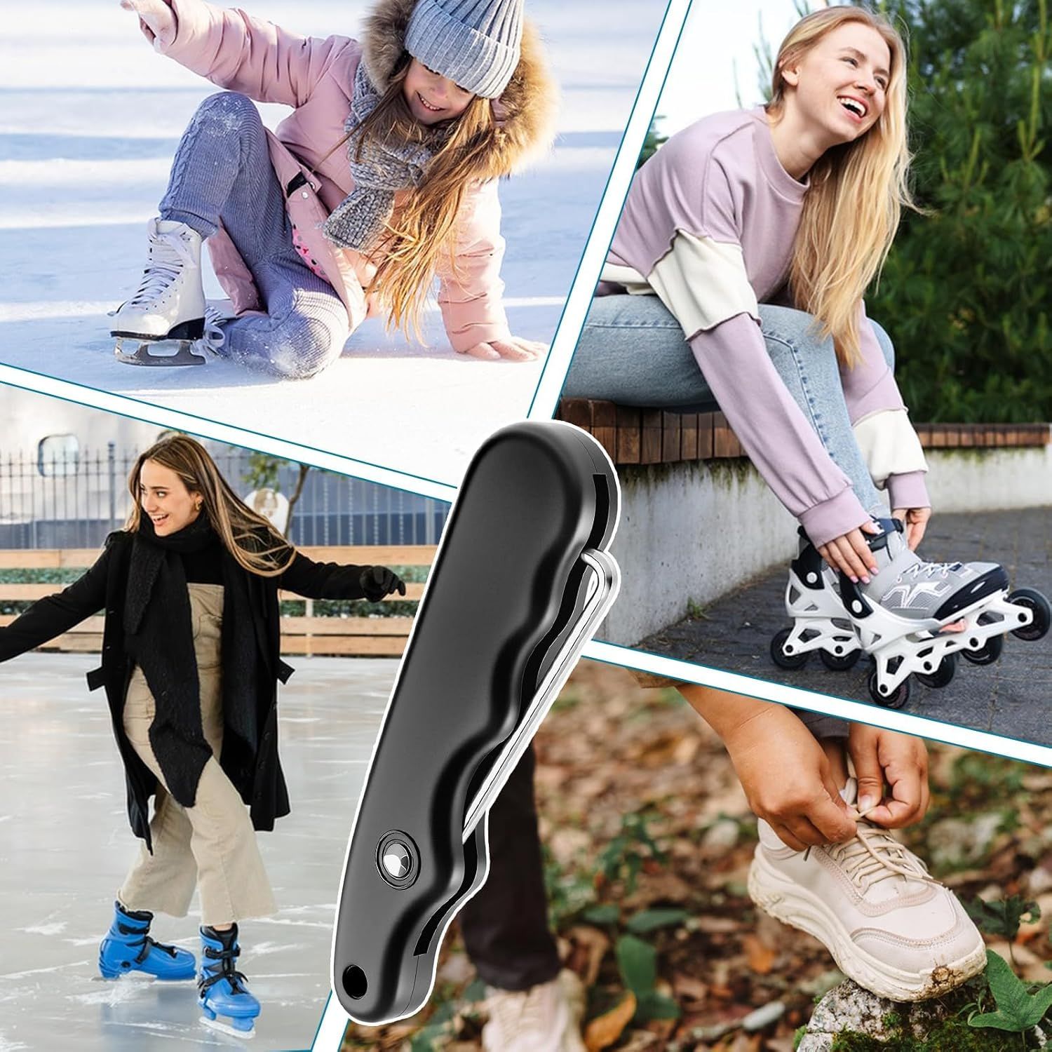 2 Pieces Folding Shoe Lace Puller, Stainless Steel Hockey Skate Lace Tightening Tool, Portable Black Boot Lace Tightener for Ice Skates & Figure Skates Lace Tightener - Image 6