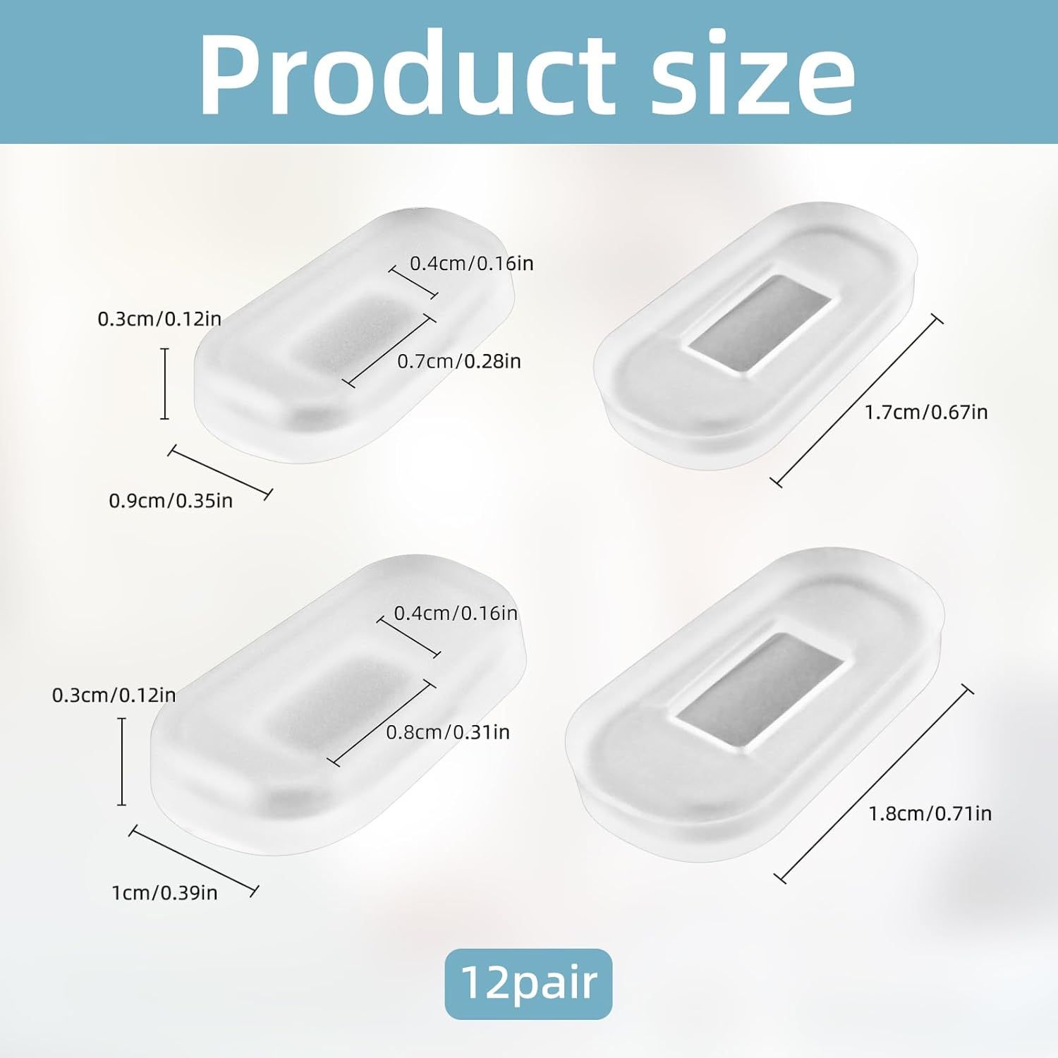 12PCS Soft Eyeglass Nose Pads Cover, Silicone Eyeglass Nose Pads Glasses Repair Kit, 3.35x0.67 Inch Anti-Slip Glasses Nose Piece/Eyewear Protective Cover Eye Pad for Nose Bridge - Image 2