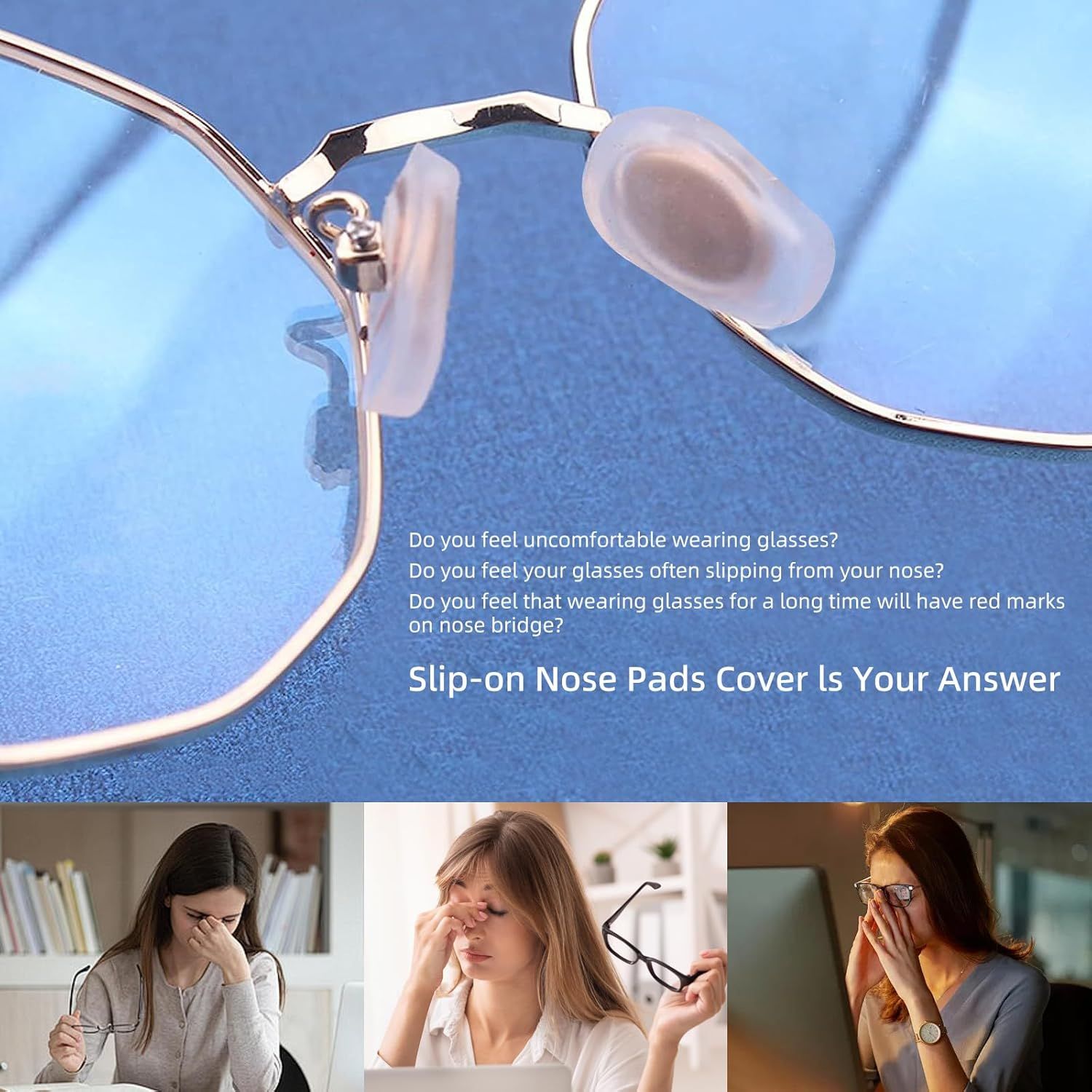 12PCS Soft Eyeglass Nose Pads Cover, Silicone Eyeglass Nose Pads Glasses Repair Kit, 3.35x0.67 Inch Anti-Slip Glasses Nose Piece/Eyewear Protective Cover Eye Pad for Nose Bridge - Image 5