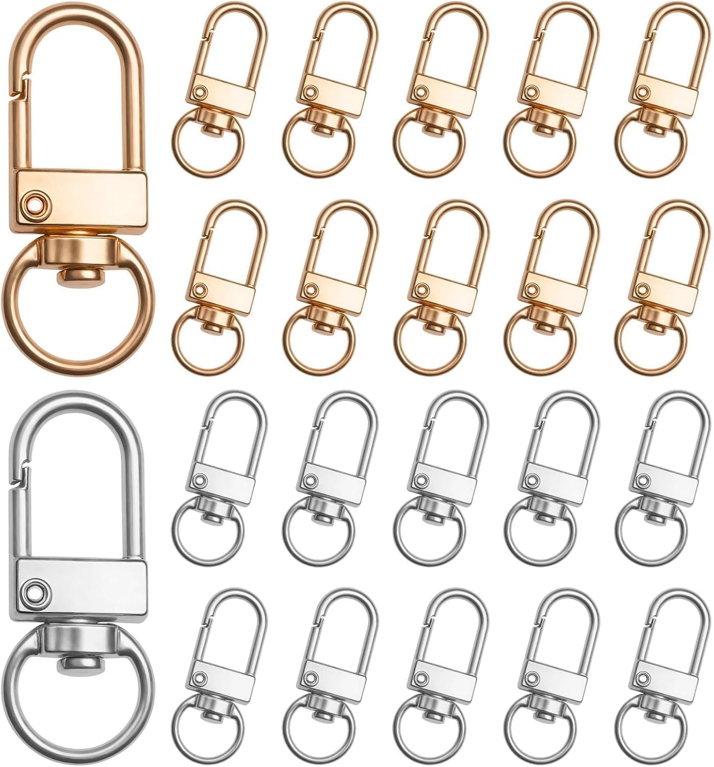 20Pcs 1.26 x 0.39 Inch Swivel Snap Key Chain Clip Hook Small Metal Lobster Claw Clasp Mini Swivel Lanyards Snap Hooks for Bag Key Chains Connector Jewelry Making DIY Crafts Hardware Silver Finish - Image 1