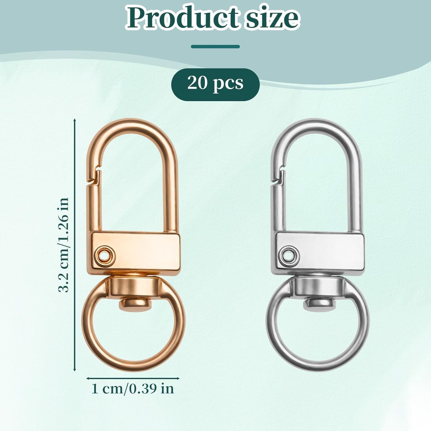 20Pcs 1.26 x 0.39 Inch Swivel Snap Key Chain Clip Hook Small Metal Lobster Claw Clasp Mini Swivel Lanyards Snap Hooks for Bag Key Chains Connector Jewelry Making DIY Crafts Hardware Silver Finish - Image 2