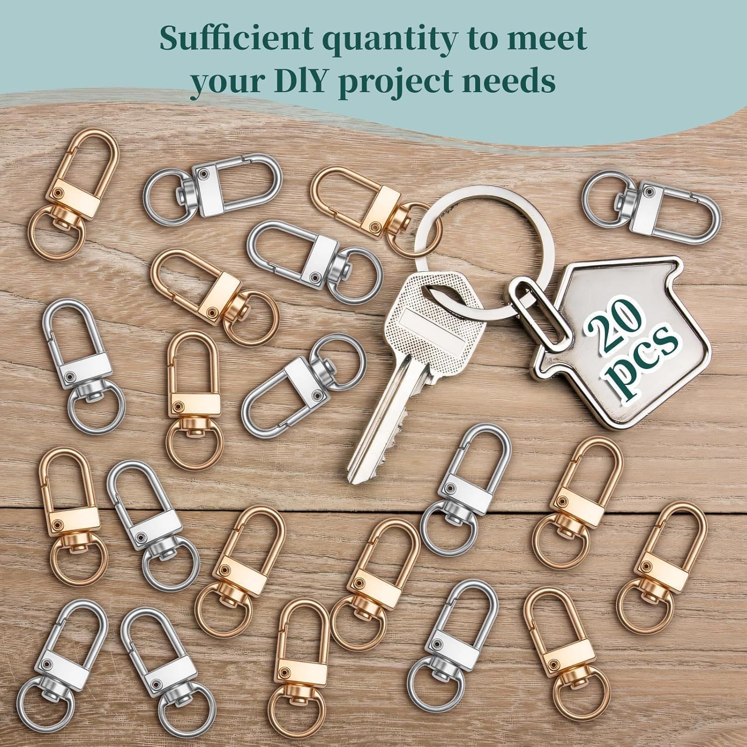 20Pcs 1.26 x 0.39 Inch Swivel Snap Key Chain Clip Hook Small Metal Lobster Claw Clasp Mini Swivel Lanyards Snap Hooks for Bag Key Chains Connector Jewelry Making DIY Crafts Hardware Silver Finish - Image 3