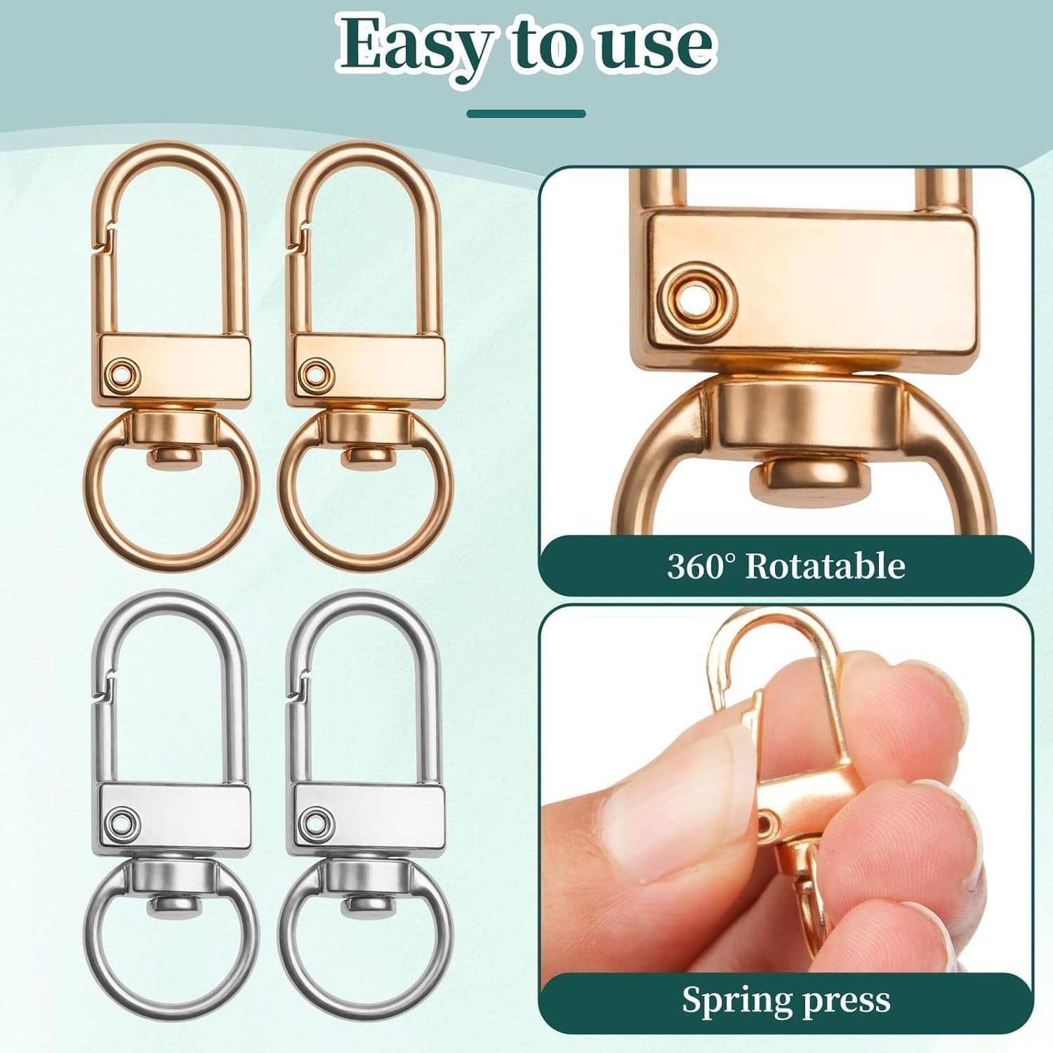 20Pcs 1.26 x 0.39 Inch Swivel Snap Key Chain Clip Hook Small Metal Lobster Claw Clasp Mini Swivel Lanyards Snap Hooks for Bag Key Chains Connector Jewelry Making DIY Crafts Hardware Silver Finish - Image 5