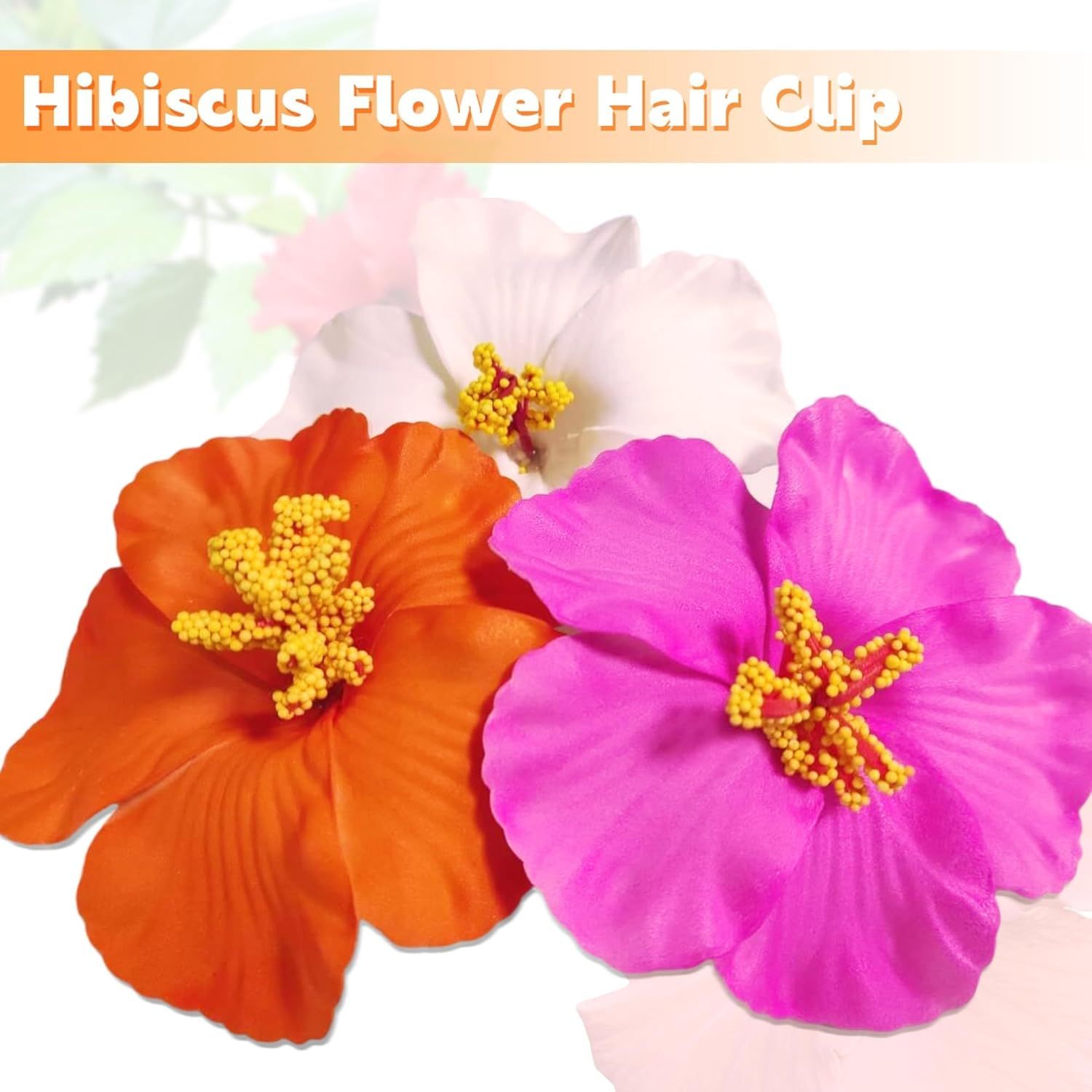 3 Pack Hawaiian Flower Hair Clips, 3.5