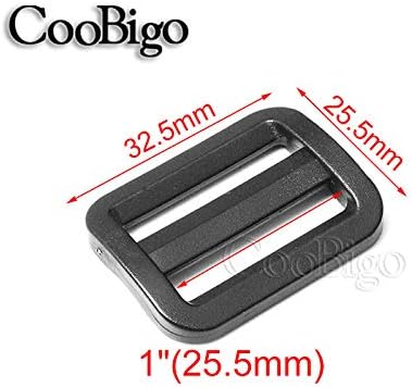 CooBigo 12 Pack Plastic Buckles for Straps 1 Inch Tri-Glide Slide, Plastic Slide Clip Heavy Duty Adjustable Webbing Tri-glides Slider Buckle for Backpack Straps Dog Collar Harness - Image 2