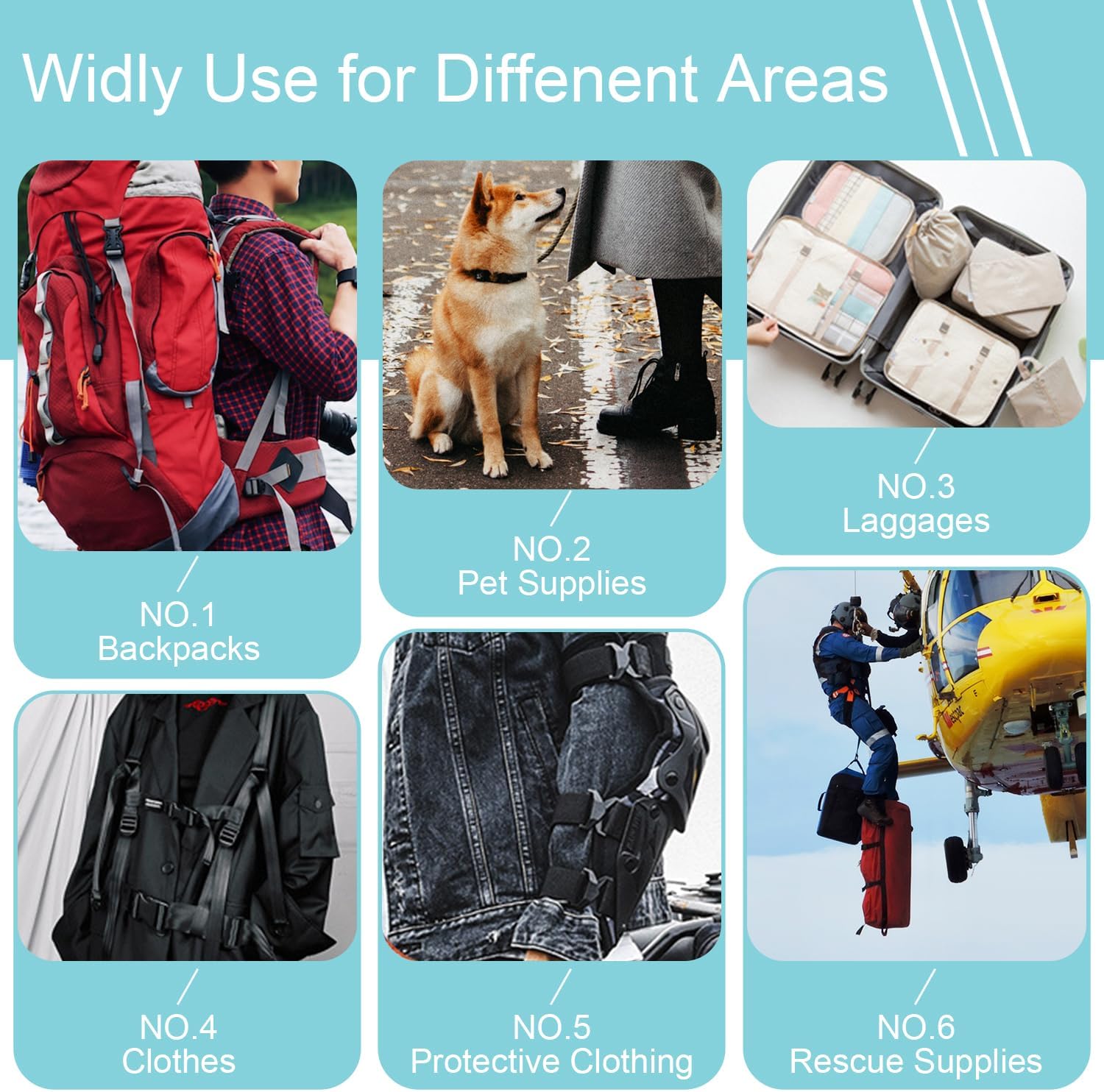 CooBigo 12 Pack Plastic Buckles for Straps 1 Inch Tri-Glide Slide, Plastic Slide Clip Heavy Duty Adjustable Webbing Tri-glides Slider Buckle for Backpack Straps Dog Collar Harness - Image 4