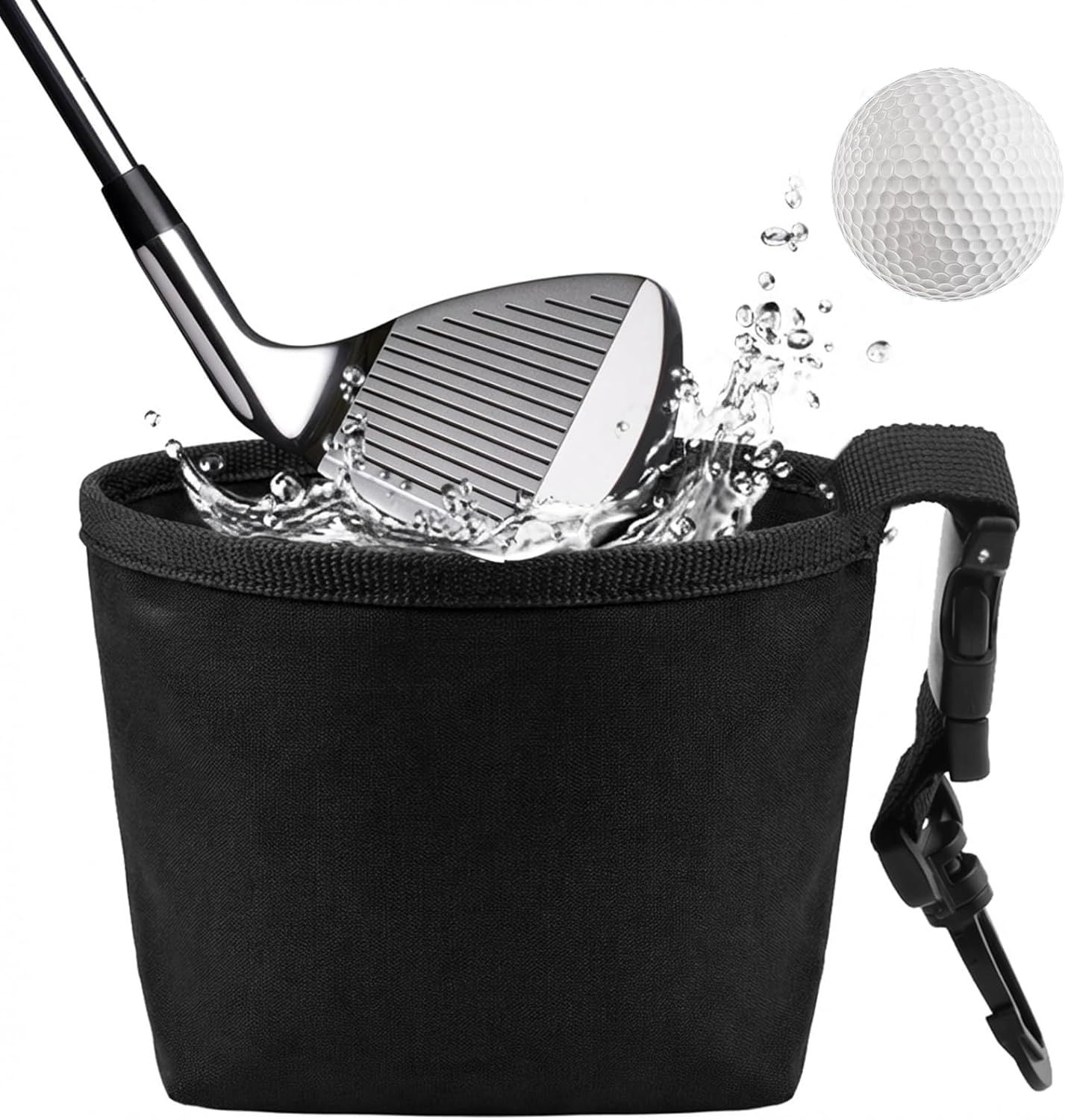 Golf Ball Cleaner Pouch with Belt Clip, 2-in-1 Waterproof Golf Ball Washing Bag, Leak-Proof Microfiber Inner Lining, Portable Golf Club Groove Cleaner Accessory, Practical Golfing Gift for Men & Women - Image 1