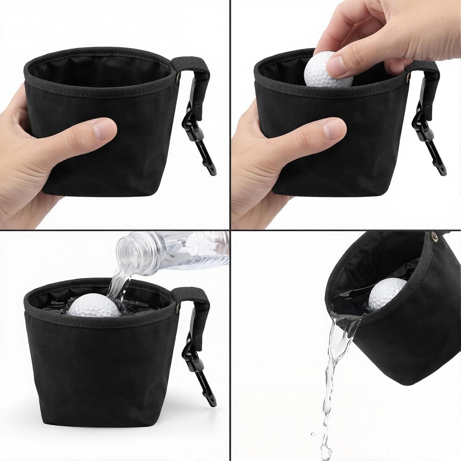 Golf Ball Cleaner Pouch with Belt Clip, 2-in-1 Waterproof Golf Ball Washing Bag, Leak-Proof Microfiber Inner Lining, Portable Golf Club Groove Cleaner Accessory, Practical Golfing Gift for Men & Women - Image 3