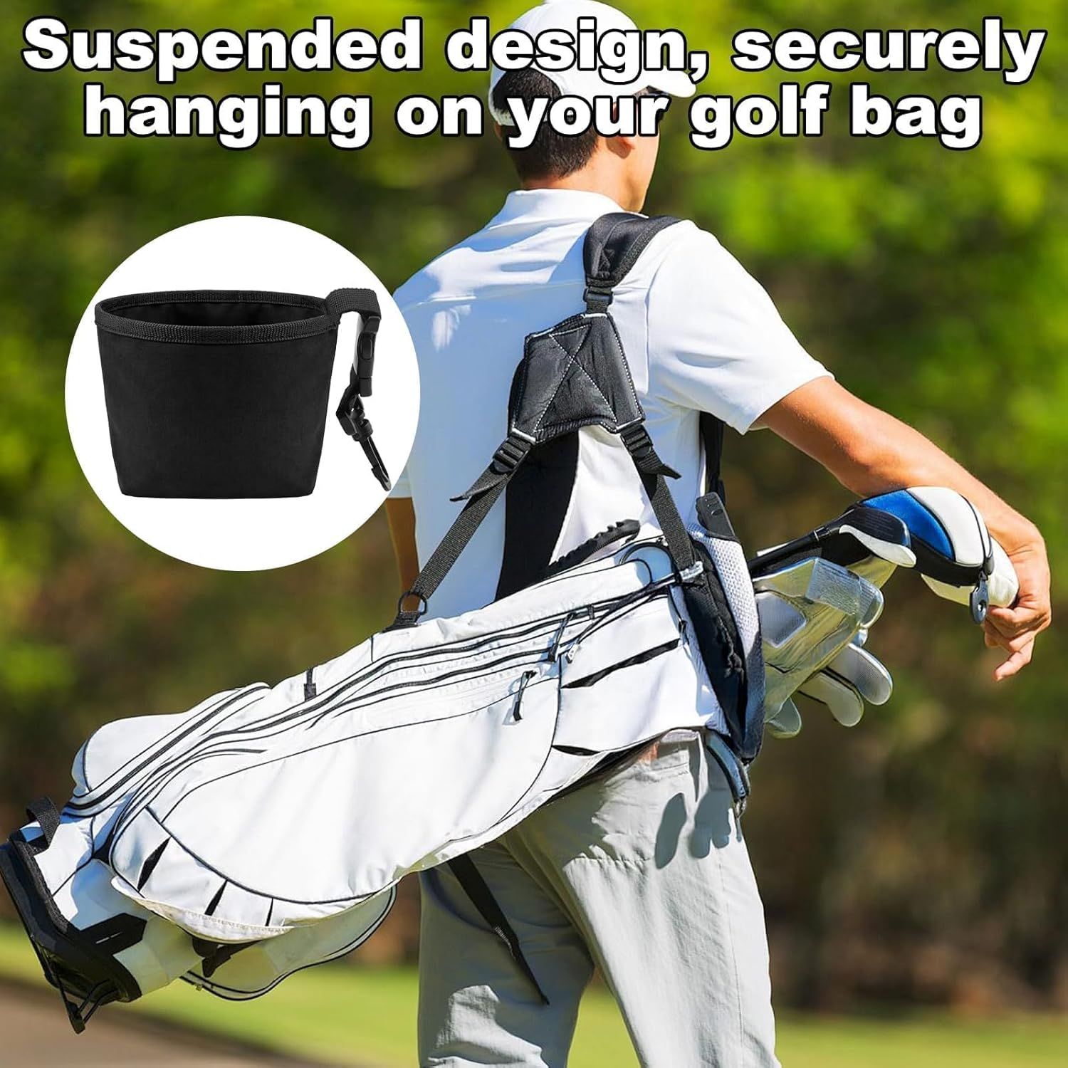 Golf Ball Cleaner Pouch with Belt Clip, 2-in-1 Waterproof Golf Ball Washing Bag, Leak-Proof Microfiber Inner Lining, Portable Golf Club Groove Cleaner Accessory, Practical Golfing Gift for Men & Women - Image 6