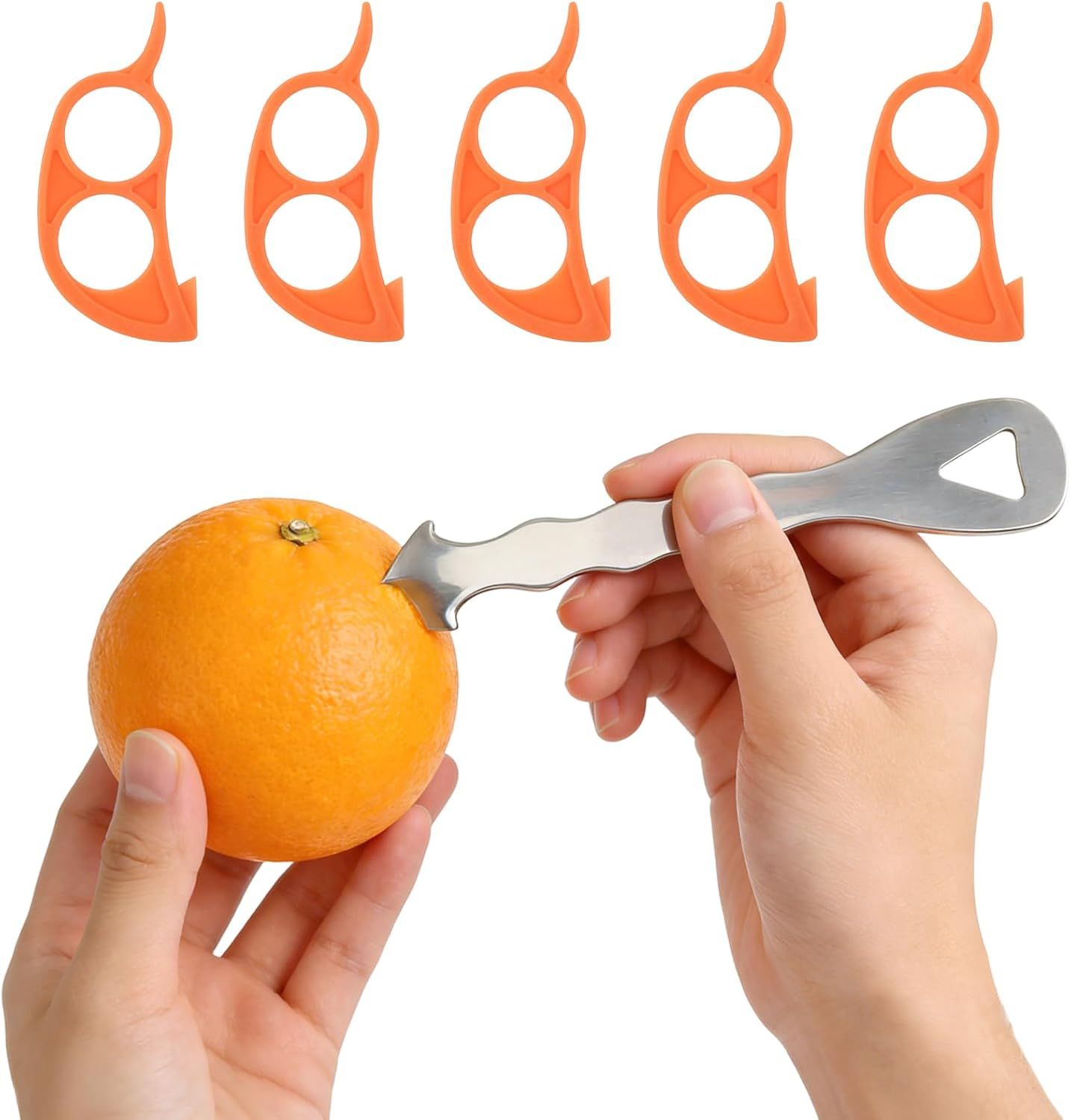 6PCS Stainless Steel Orange Peeler tool, 2.76x1.06x0.11'' Orange/Lemon/Grapefruit Effortless Fruit Peelers for Home, Multi-Functional Citrus Peeler for Kitchen, making fruit preparation quick, easy - Image 1