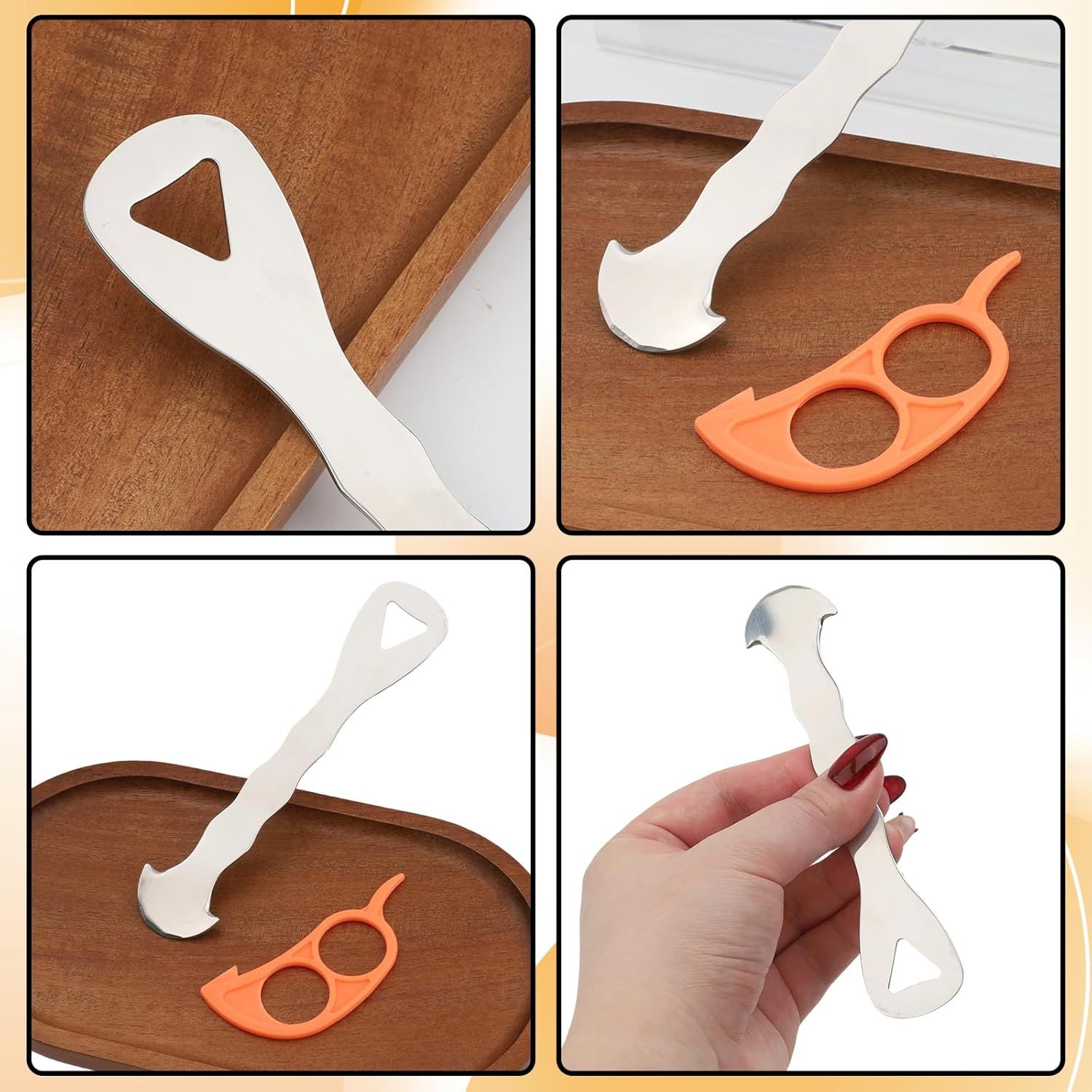 6PCS Stainless Steel Orange Peeler tool, 2.76x1.06x0.11'' Orange/Lemon/Grapefruit Effortless Fruit Peelers for Home, Multi-Functional Citrus Peeler for Kitchen, making fruit preparation quick, easy - Image 5