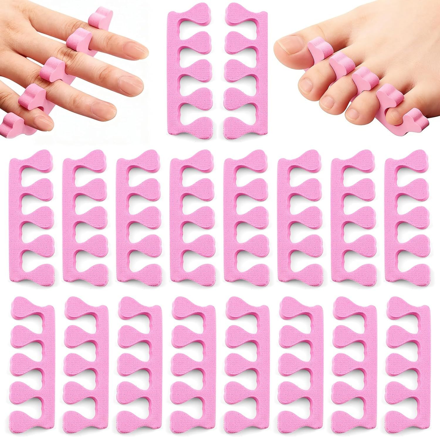 20 Pack Sponge Toe Separators, Toe Separators Set/Soft Foam Toe Separator, Flexible Toe Spacers for Pedicures Toe Dividers for Women Nail Art Pedicure Manicure (3.94x1.38'') - Image 1