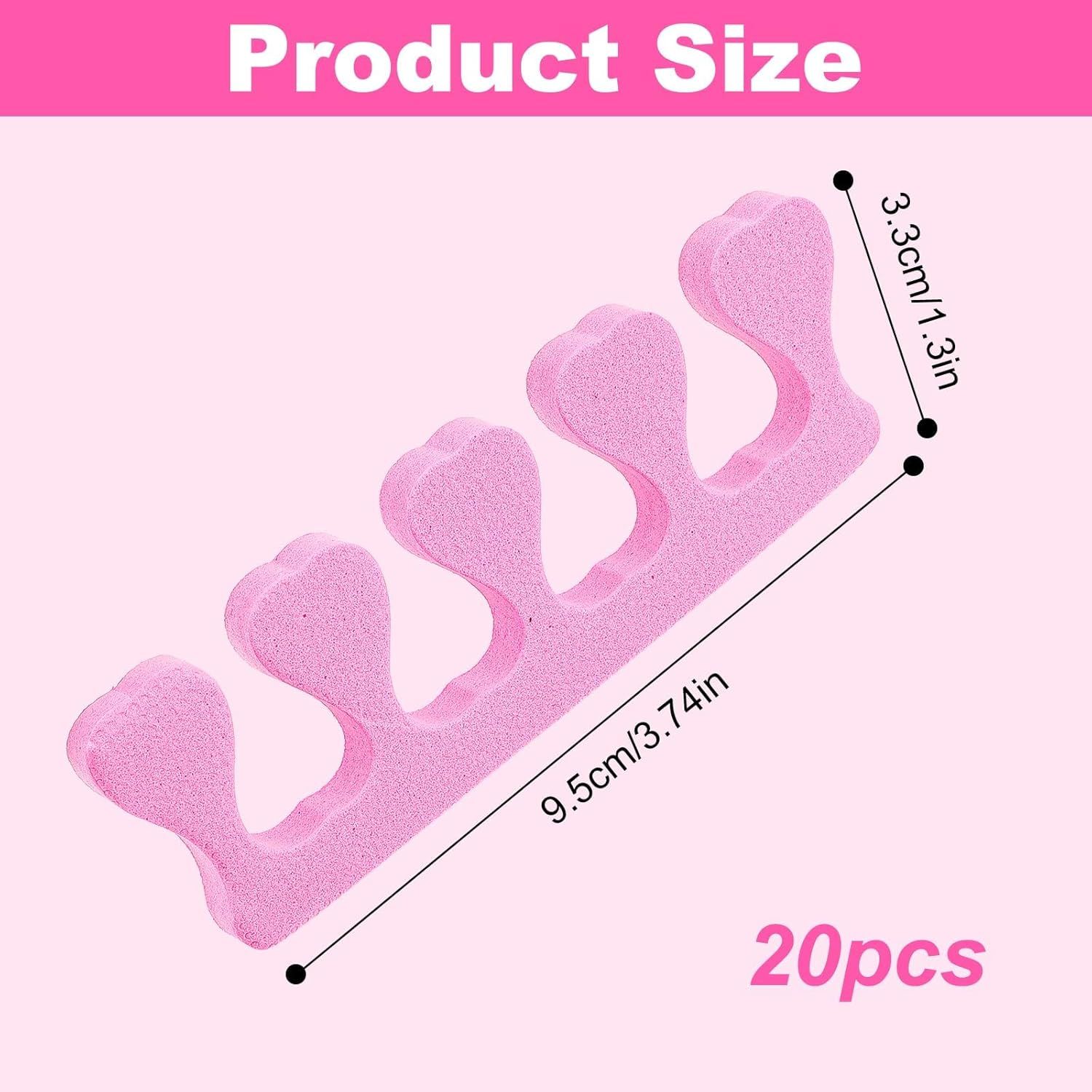 20 Pack Sponge Toe Separators, Toe Separators Set/Soft Foam Toe Separator, Flexible Toe Spacers for Pedicures Toe Dividers for Women Nail Art Pedicure Manicure (3.94x1.38'') - Image 2