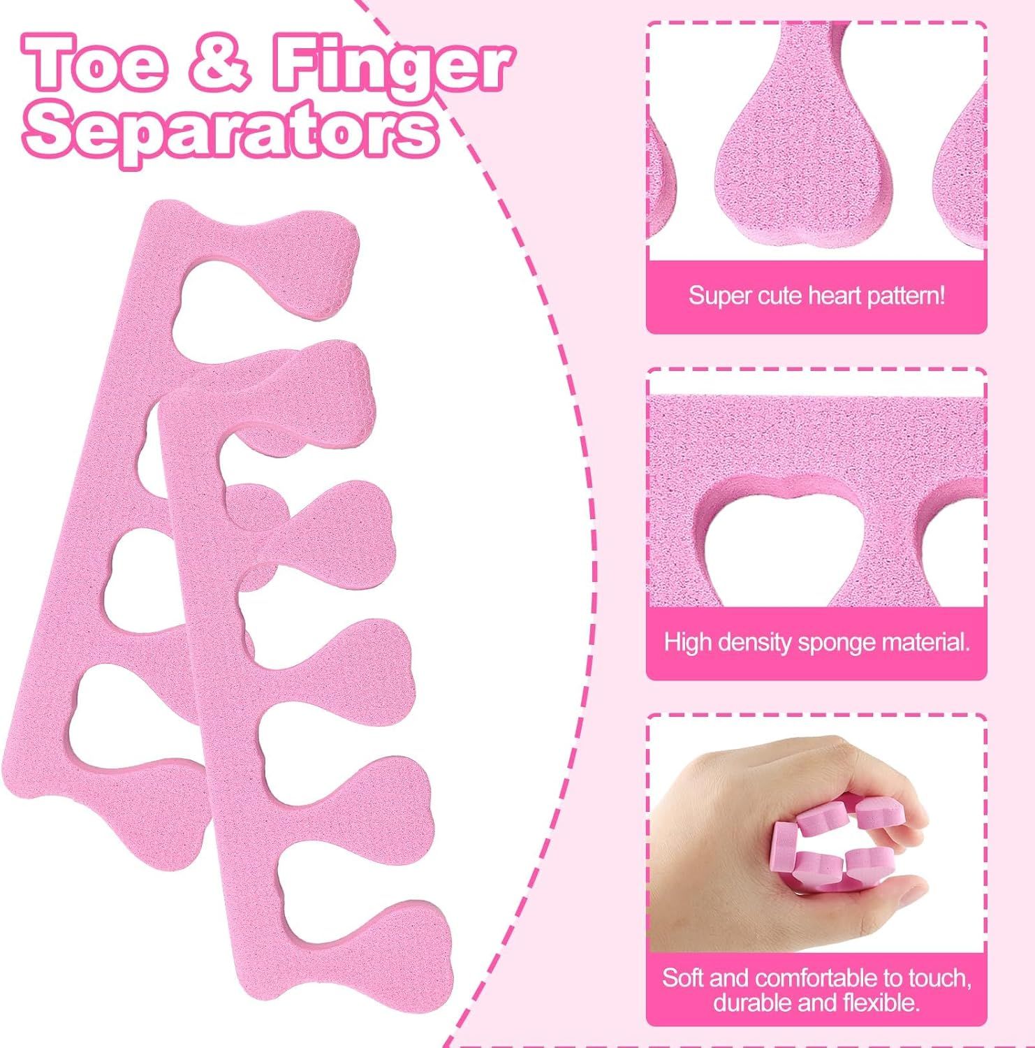 20 Pack Sponge Toe Separators, Toe Separators Set/Soft Foam Toe Separator, Flexible Toe Spacers for Pedicures Toe Dividers for Women Nail Art Pedicure Manicure (3.94x1.38'') - Image 3