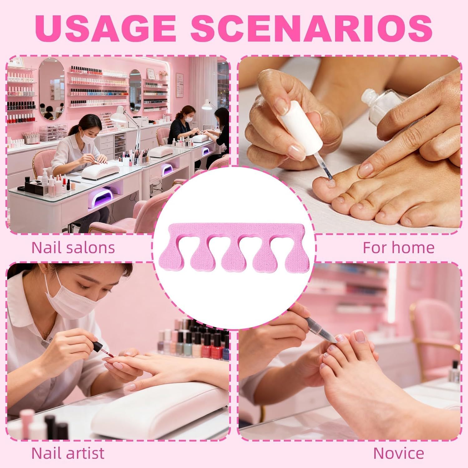 20 Pack Sponge Toe Separators, Toe Separators Set/Soft Foam Toe Separator, Flexible Toe Spacers for Pedicures Toe Dividers for Women Nail Art Pedicure Manicure (3.94x1.38'') - Image 4