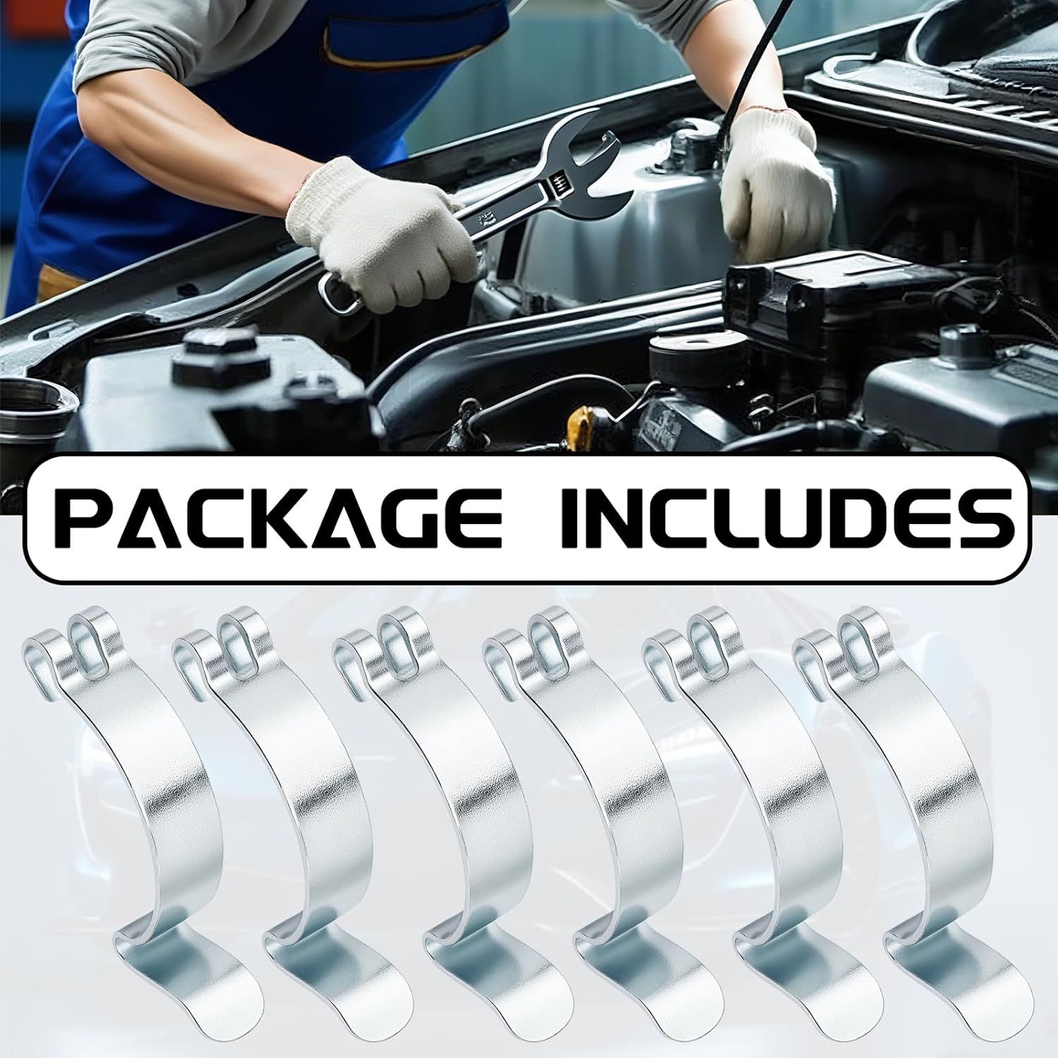 Car Air Filter Clips, 6PCS Stainless Steel Air Cleaner Cover Clip for Car, Airing Filter Clean Housing Box Lid Spring Clip Clamp, Universal Airs Cleaning Filters Box Housing Retaining Clipings ﻿ - Image 4