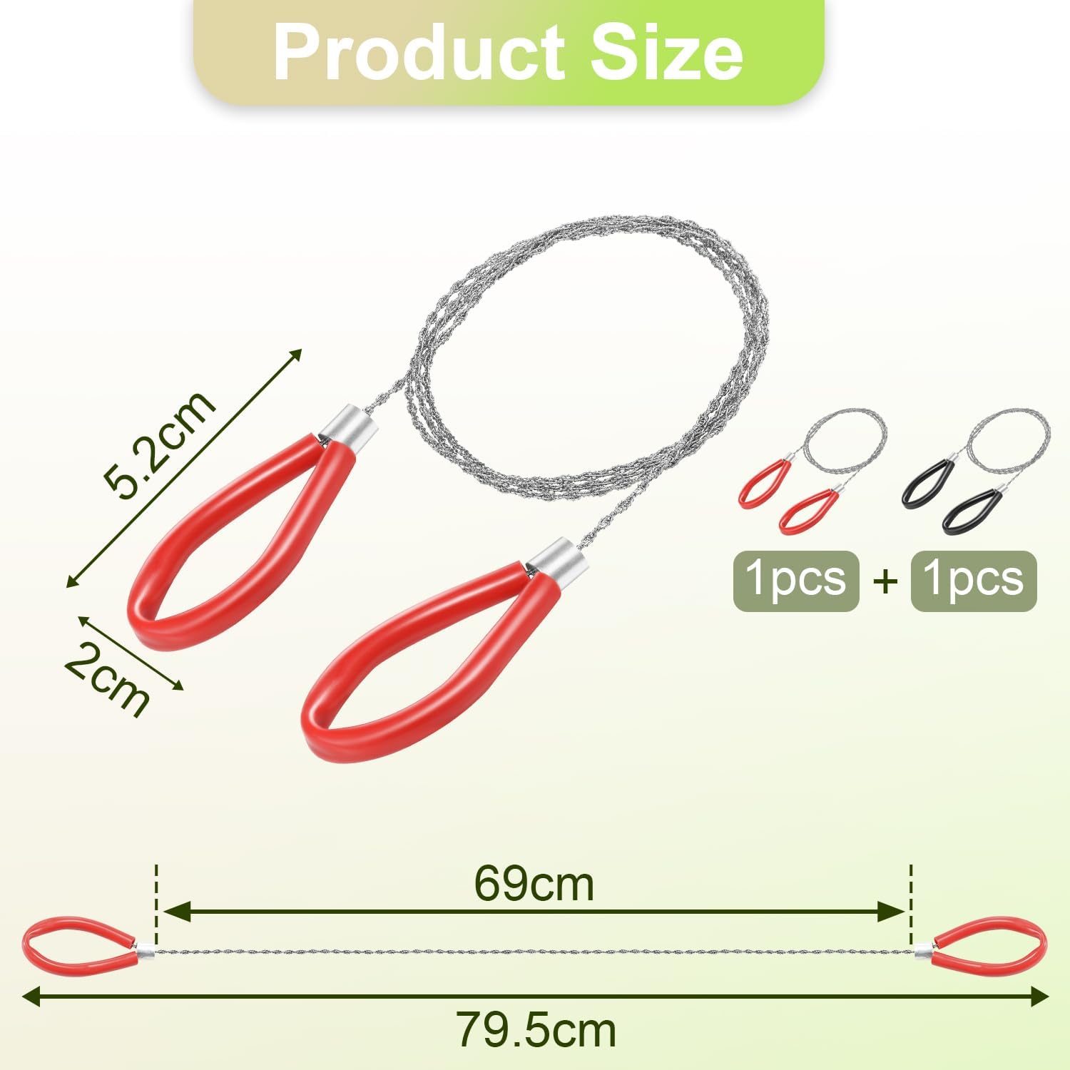 2pcs Cable Wire Saw for PVC, Stainless Steel Pocket Chainsaw Rope Backpack Gear, 31.3