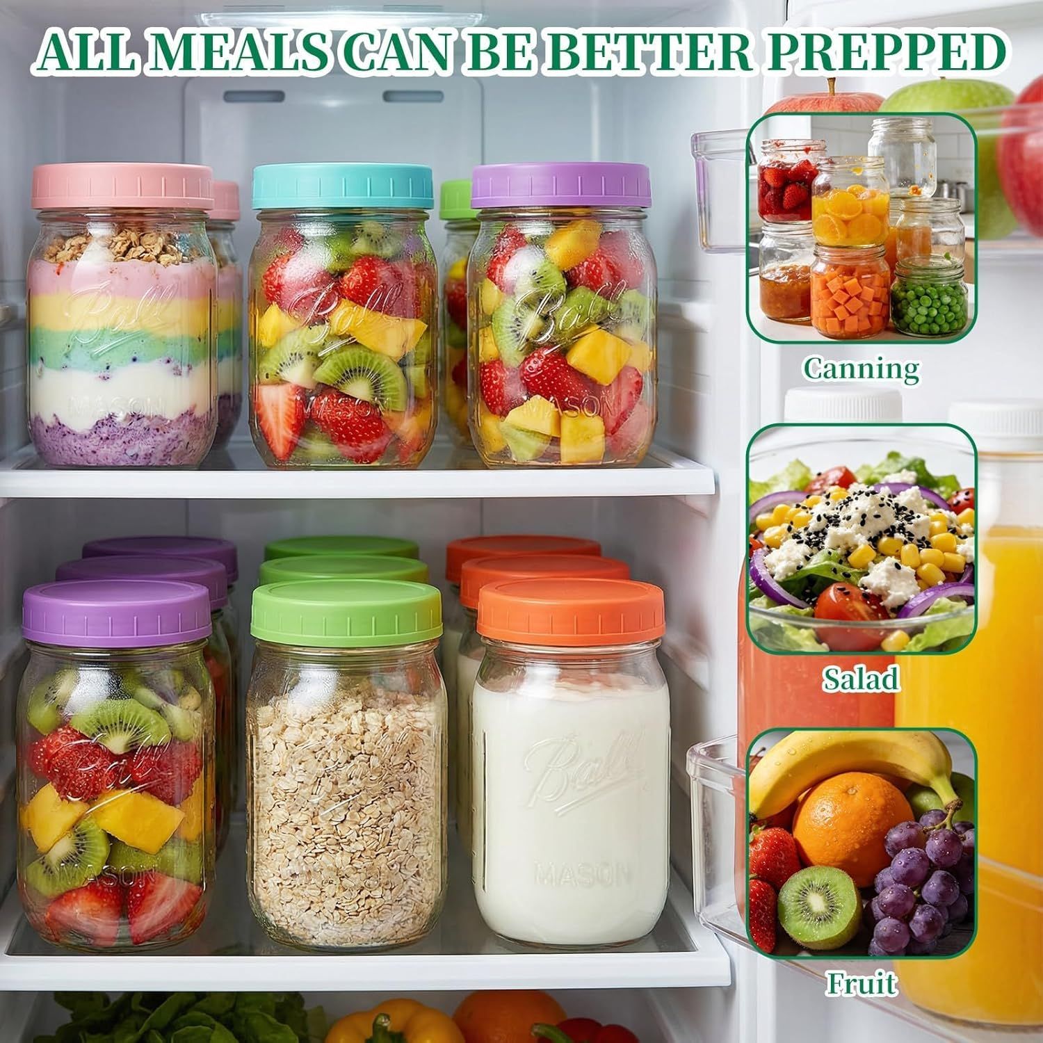 5 Pcs Wide Mouth Mason Jar Lids, 86mm Plastic Storage Caps for Wide Mouth Jars Covers - Reusable Storage Caps/Jar Lids for Mason Glass Jars - Leak-Proof Sealing Covers/Dishwasher Safe - Image 5