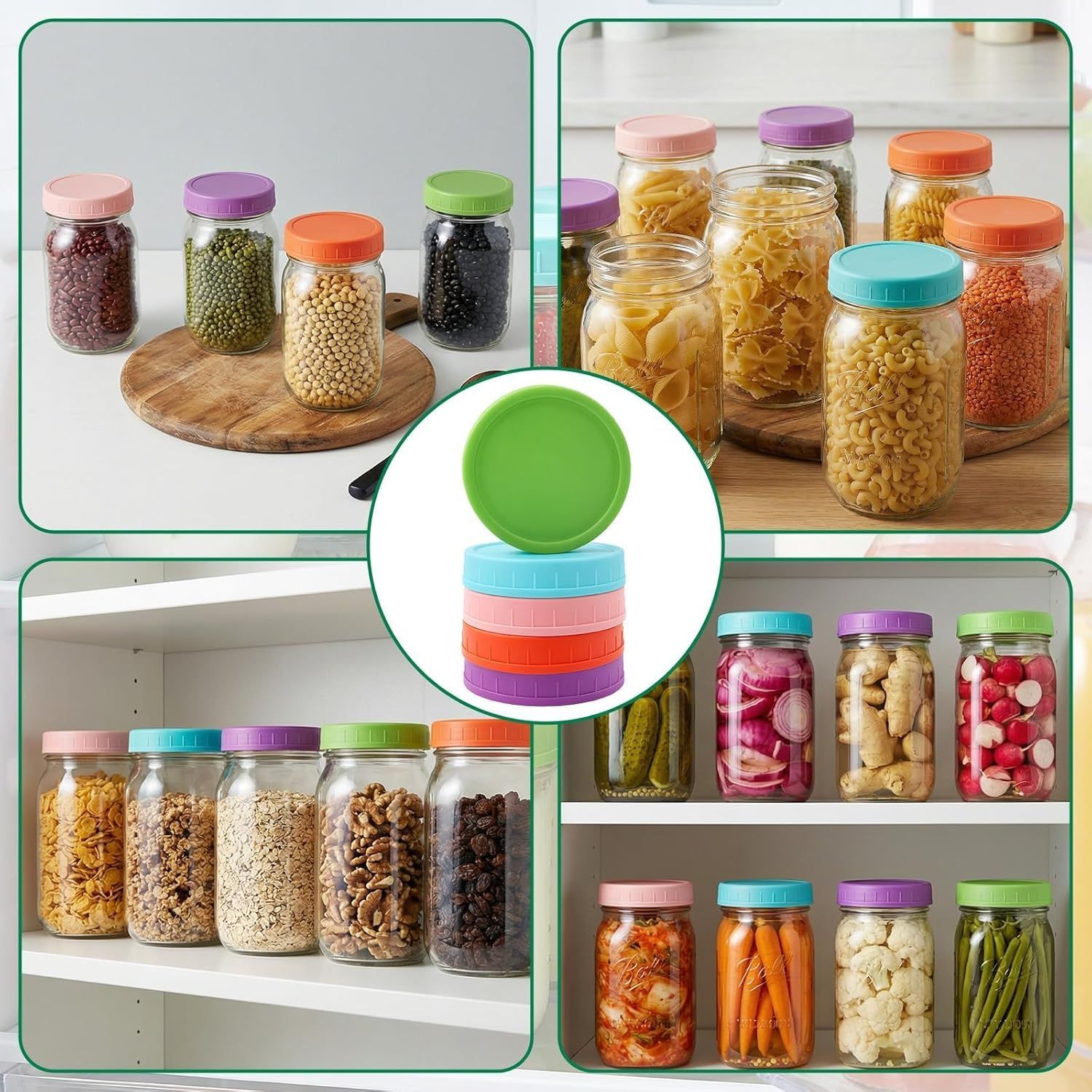 5 Pcs Wide Mouth Mason Jar Lids, 86mm Plastic Storage Caps for Wide Mouth Jars Covers - Reusable Storage Caps/Jar Lids for Mason Glass Jars - Leak-Proof Sealing Covers/Dishwasher Safe - Image 6