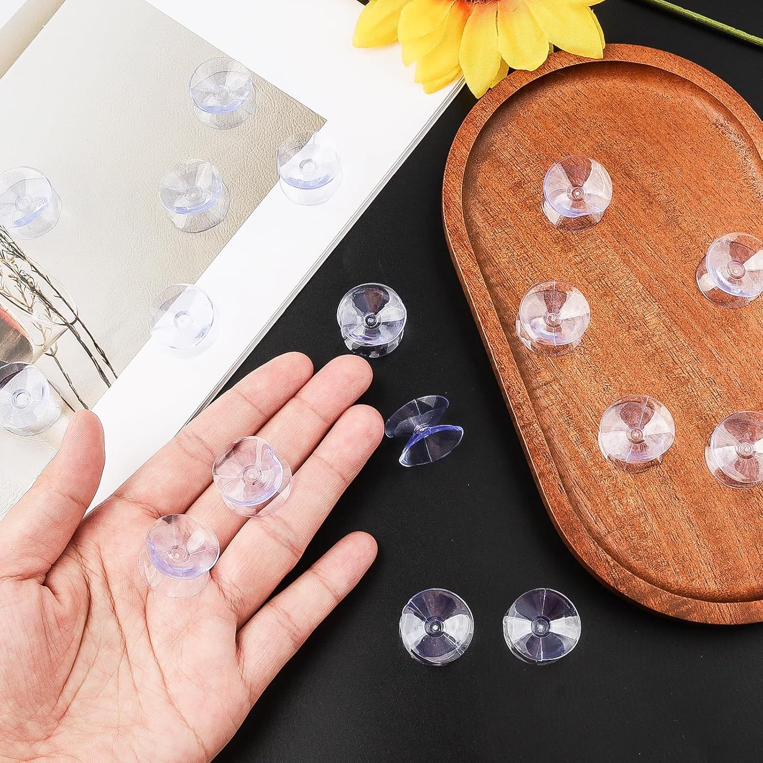 24PCS 20mm Double Sided Suction Cups, Clear Silicone Bumpers Small Suction Cups, Clear Plastic Sucker Pads/Silicone Bumpers Desk Glass Suction Cups for Furniture and Mirrors ﻿ - Image 2