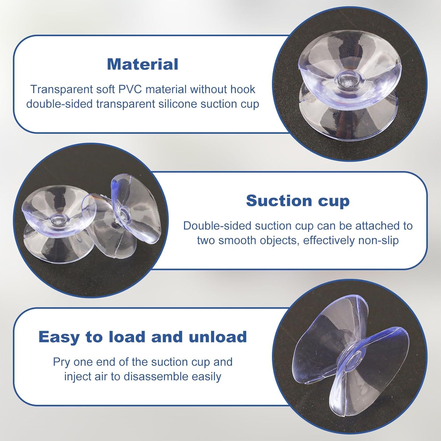 24PCS 20mm Double Sided Suction Cups, Clear Silicone Bumpers Small Suction Cups, Clear Plastic Sucker Pads/Silicone Bumpers Desk Glass Suction Cups for Furniture and Mirrors ﻿ - Image 4