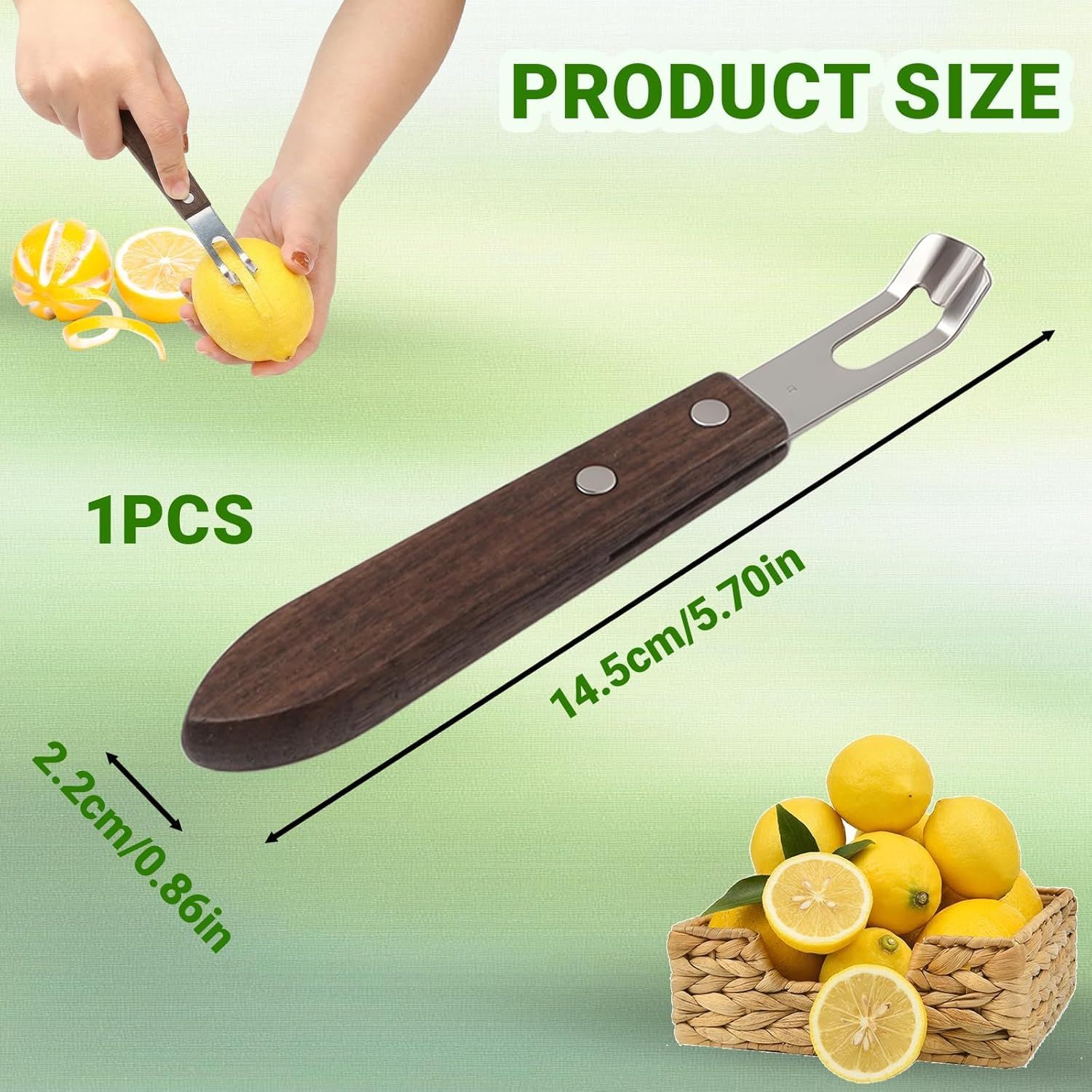 1PCS Citrus Zester and Orange Peeler Tools, Channel Knife, Walnut Wood and Stainless Steel Bar Peeler Tool, Channel Knife for Bartenders & Home Mixologists, Craft Cocktails (5.59 x 0.86'') - Image 3