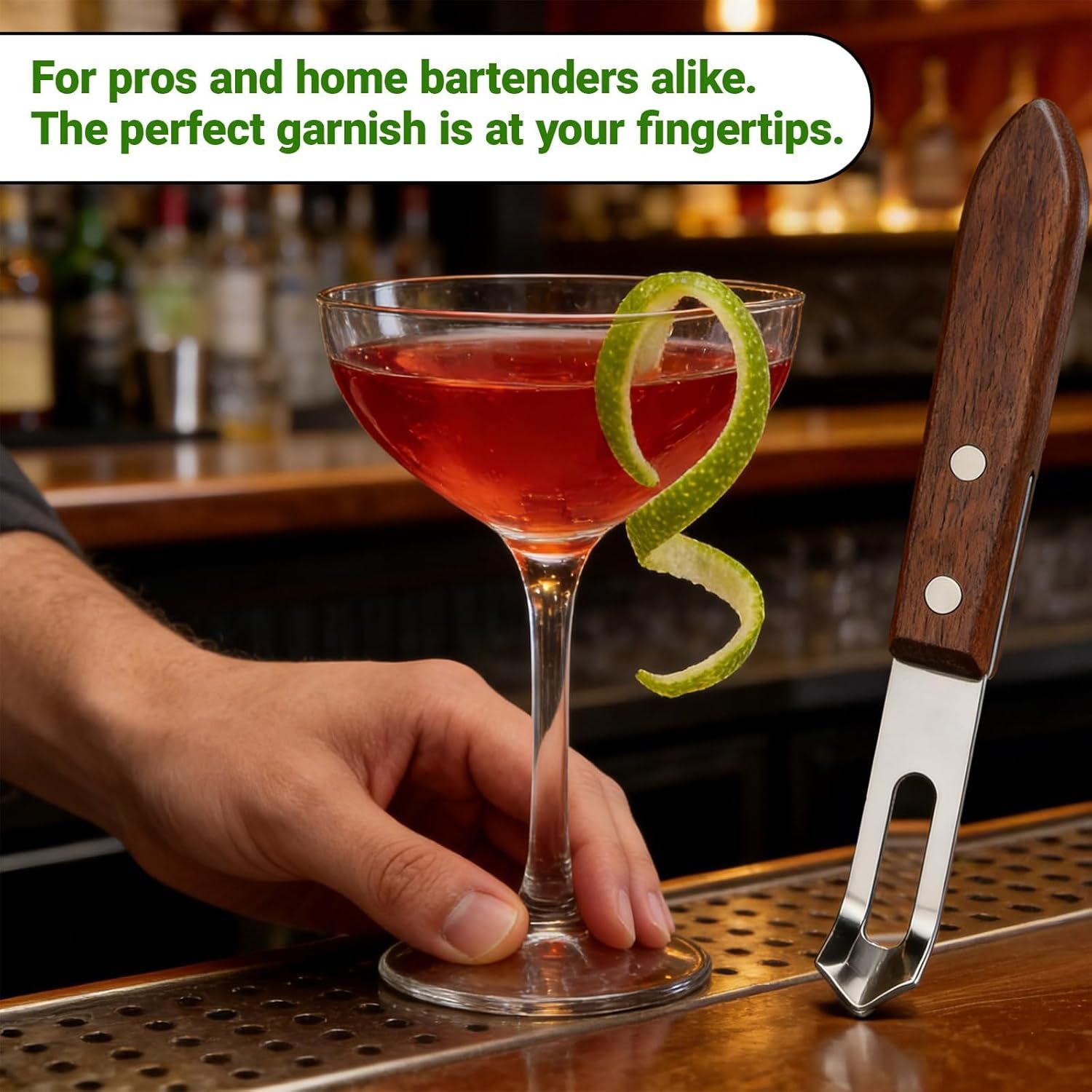 1PCS Citrus Zester and Orange Peeler Tools, Channel Knife, Walnut Wood and Stainless Steel Bar Peeler Tool, Channel Knife for Bartenders & Home Mixologists, Craft Cocktails (5.59 x 0.86'') - Image 6